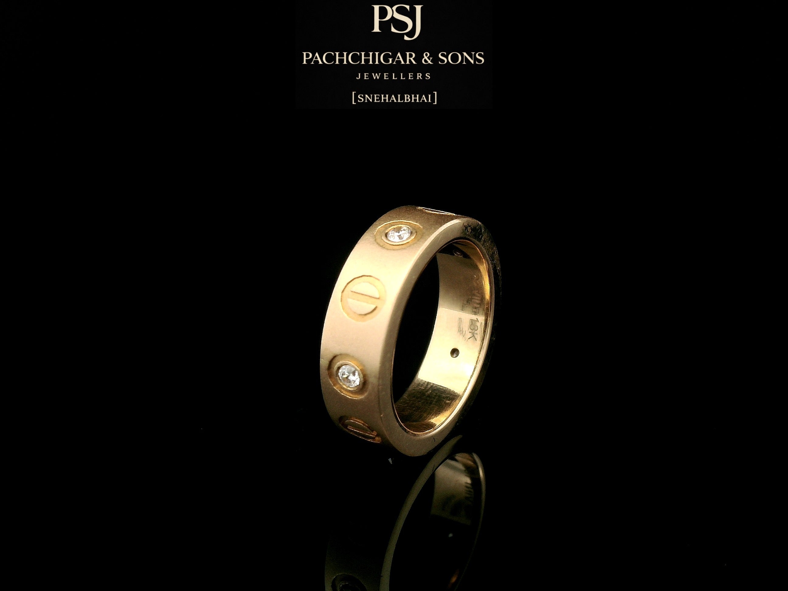 Classic Screw Motif Diamond Band Ring in Rose Gold