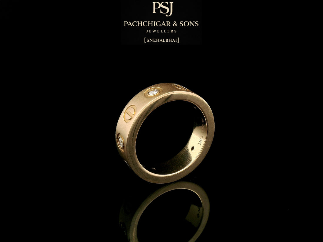 Classic Screw Motif Diamond Band Ring in Rose Gold