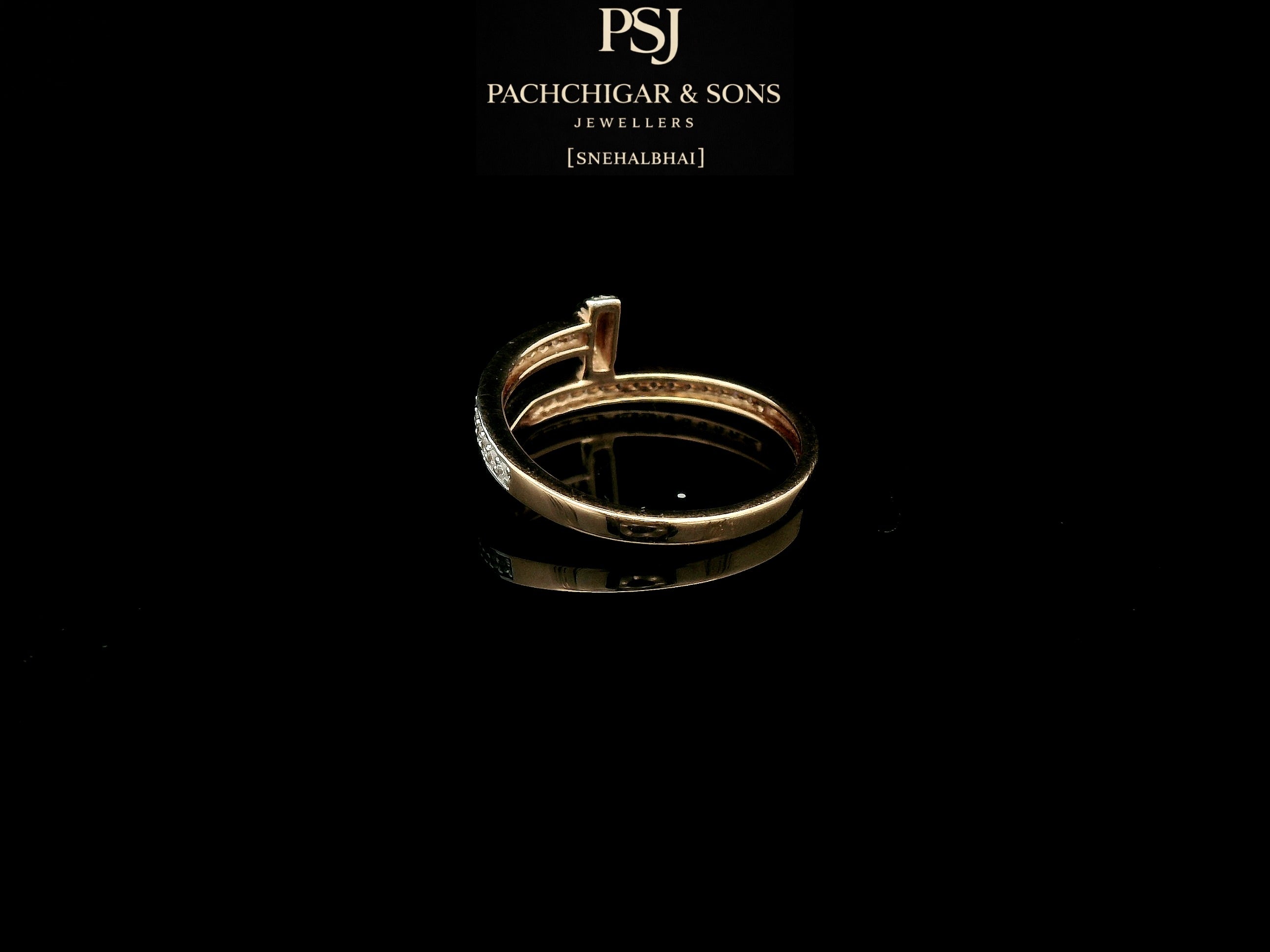 Modern Diamond Nail Wrap Ring in Rose Gold Finish