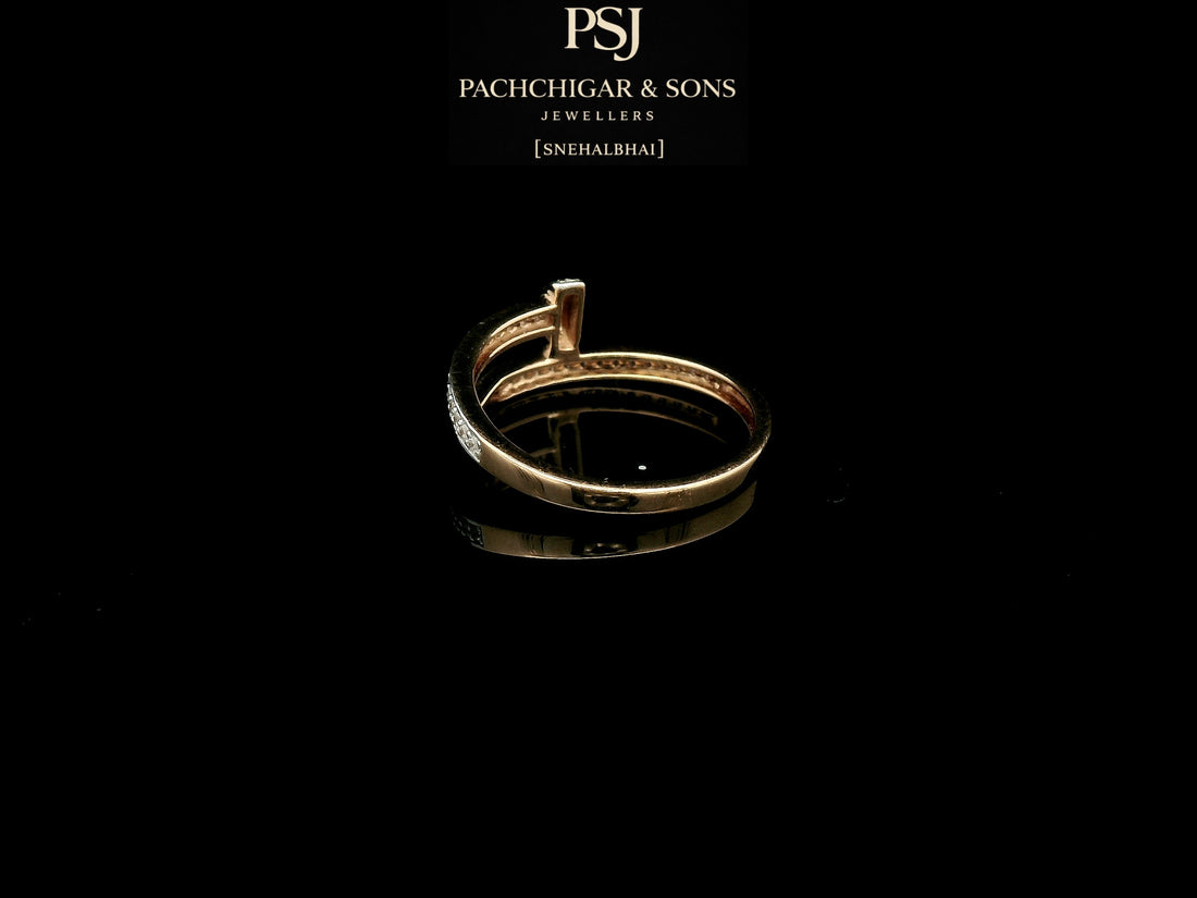 Modern Diamond Nail Wrap Ring in Rose Gold Finish