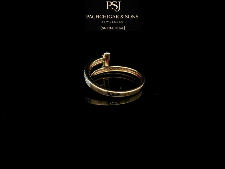 Modern Diamond Nail Wrap Ring in Rose Gold Finish
