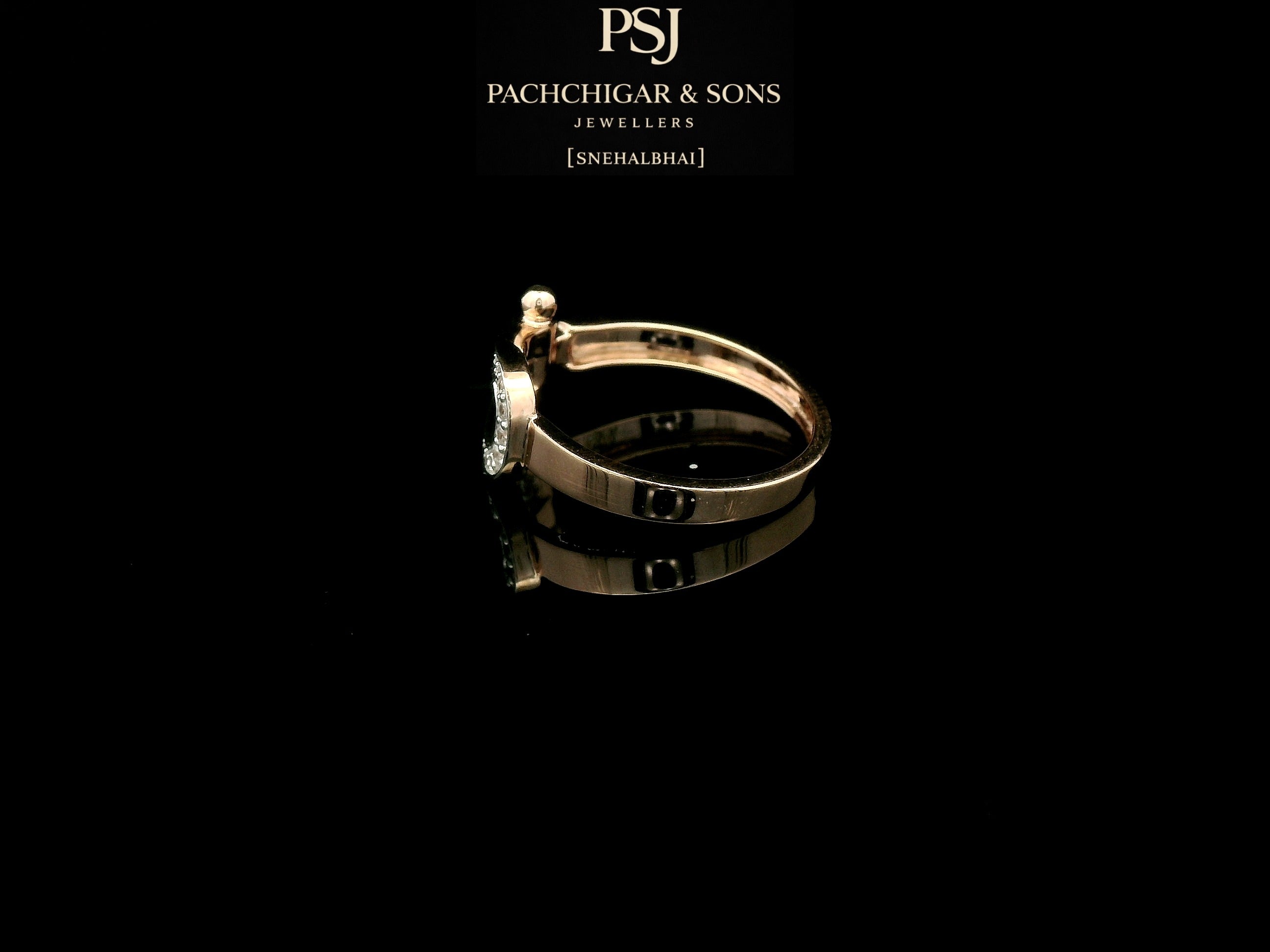 Contemporary Diamond Buckle Ring in Rose Gold Finish