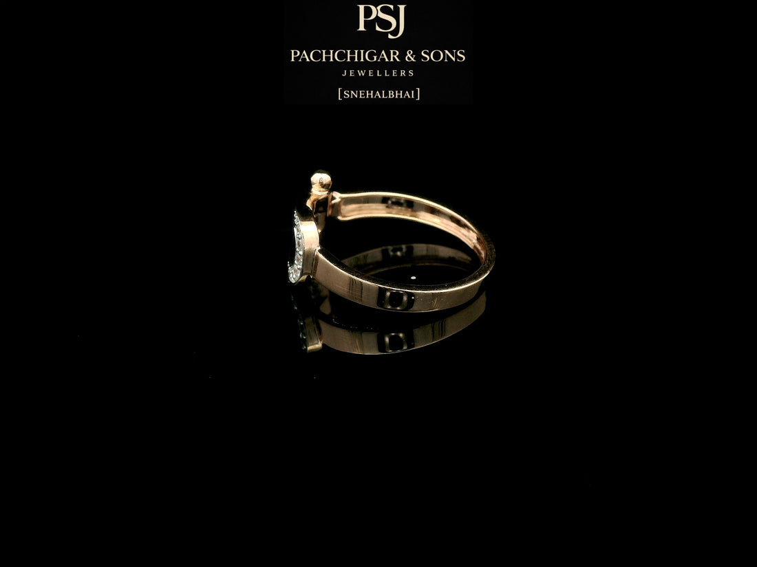 Contemporary Diamond Buckle Ring in Rose Gold Finish