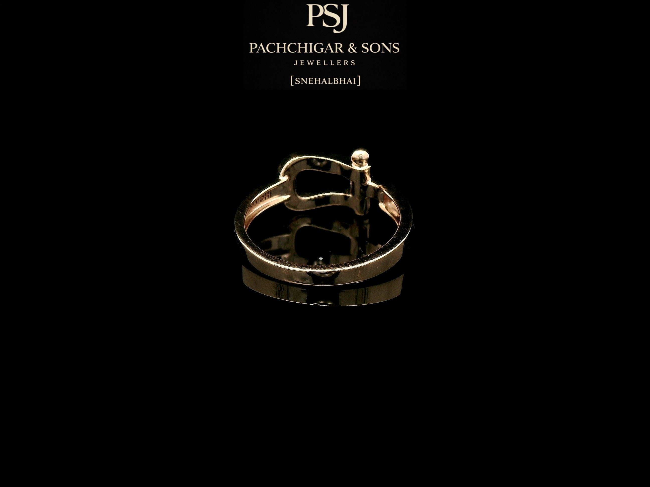 Contemporary Diamond Buckle Ring in Rose Gold Finish