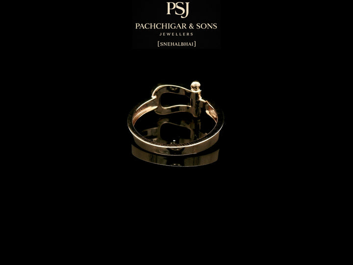 Contemporary Diamond Buckle Ring in Rose Gold Finish