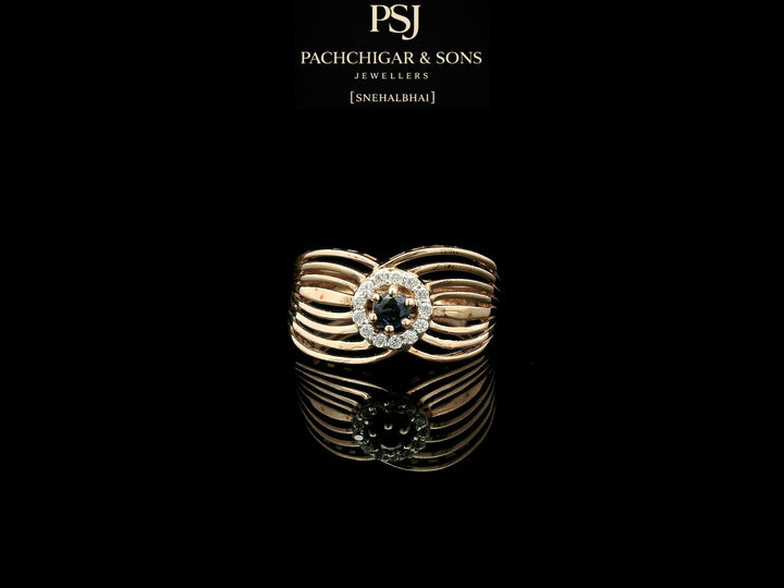 Blue Stone Wave Design Ring