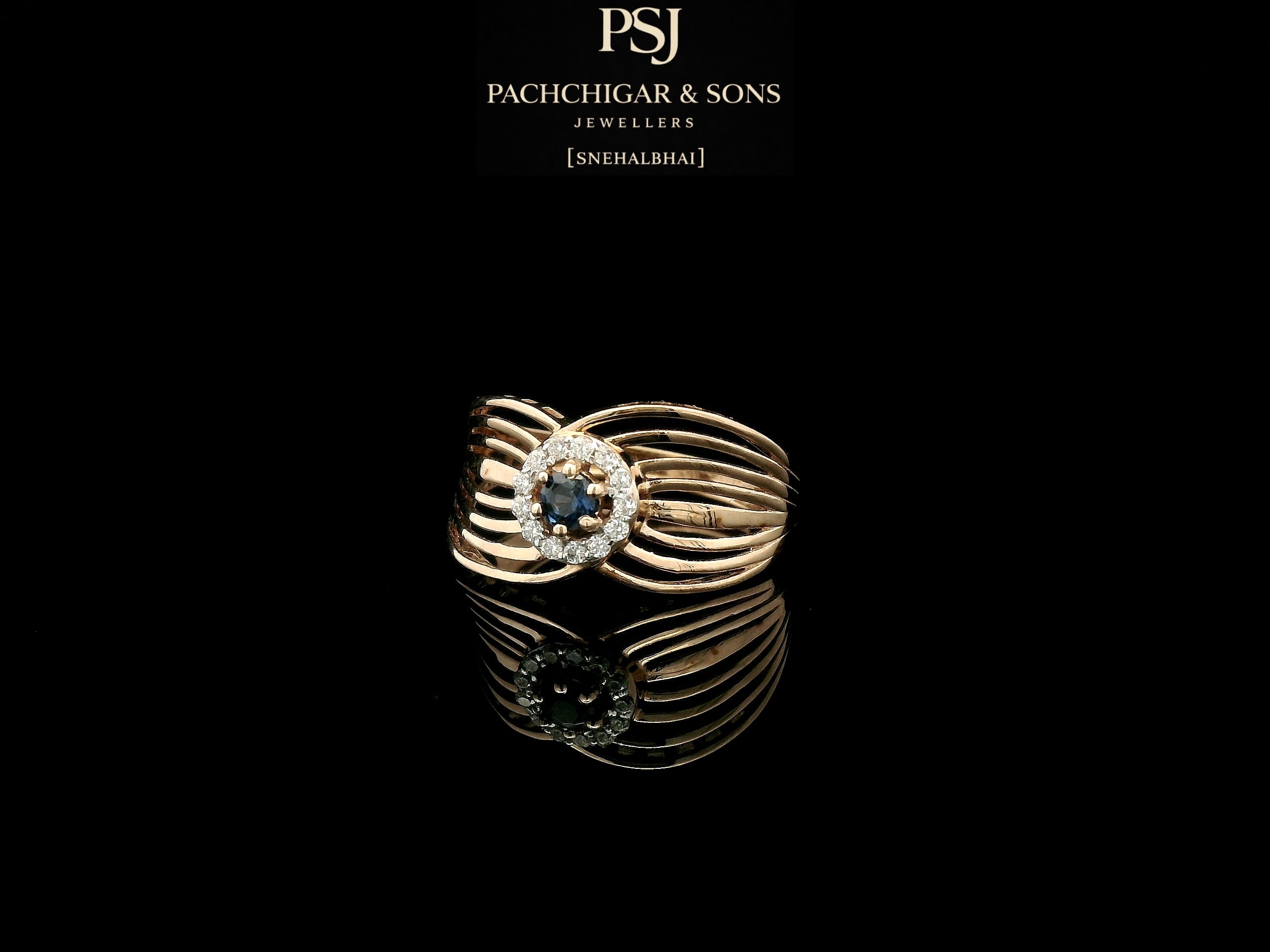 Blue Stone Wave Design Ring
