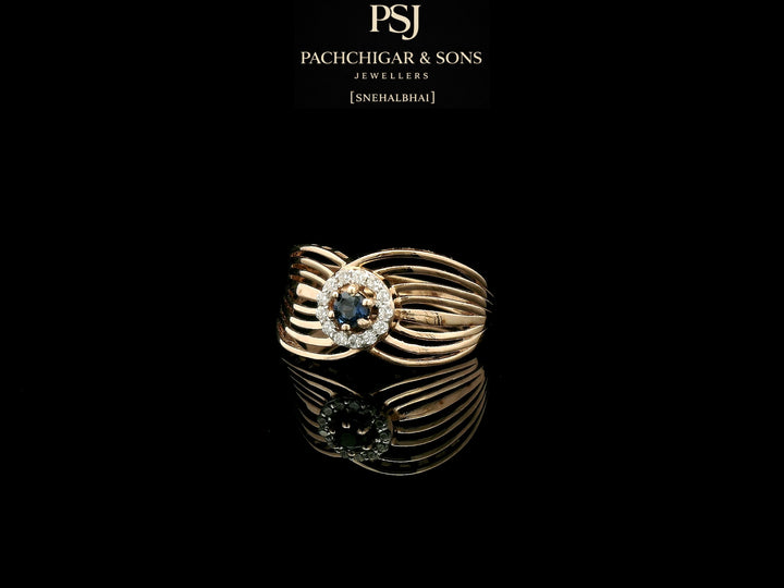 Blue Stone Wave Design Ring