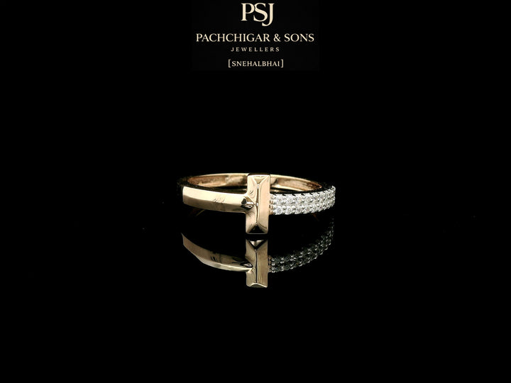 Modern T Shape Diamond Ring