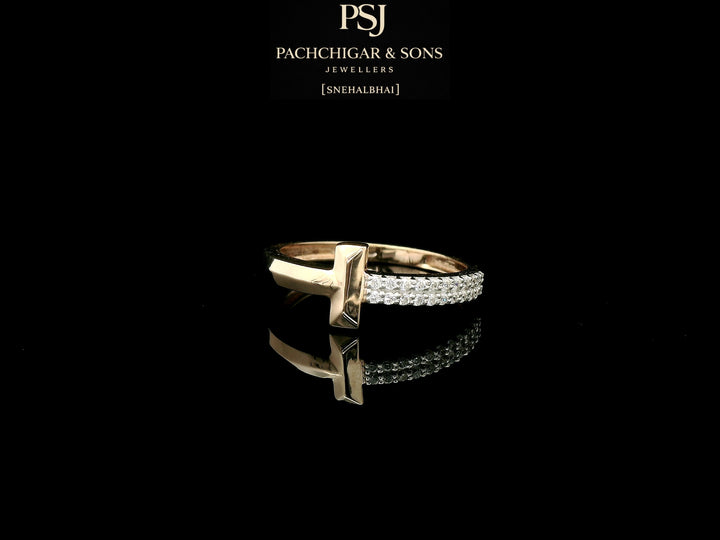 Modern T Shape Diamond Ring