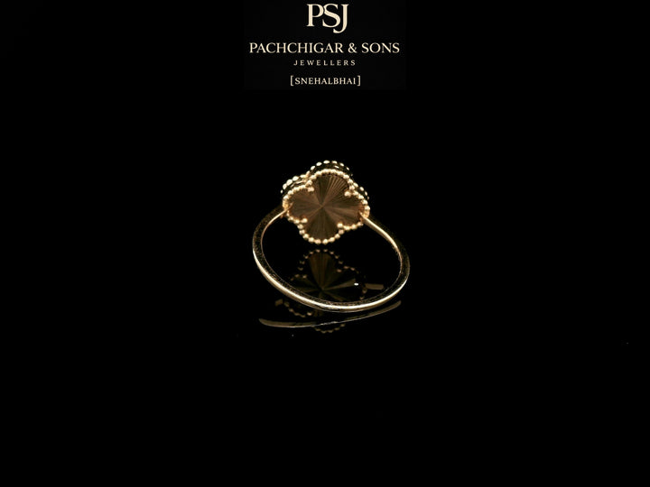 Elegant Clover Motif Gold Ring with Textured Finish