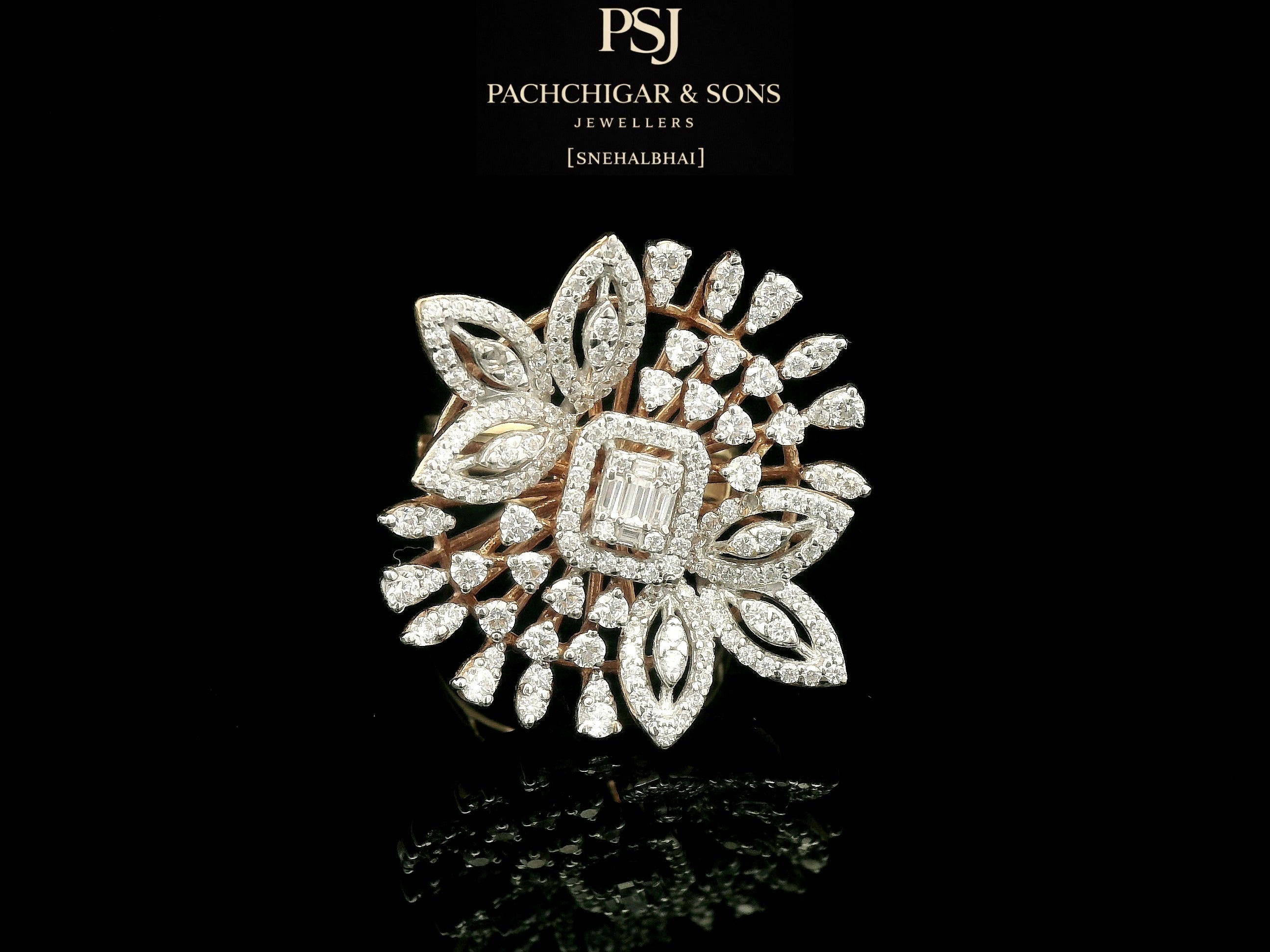 Floral Diamond Statement Ring