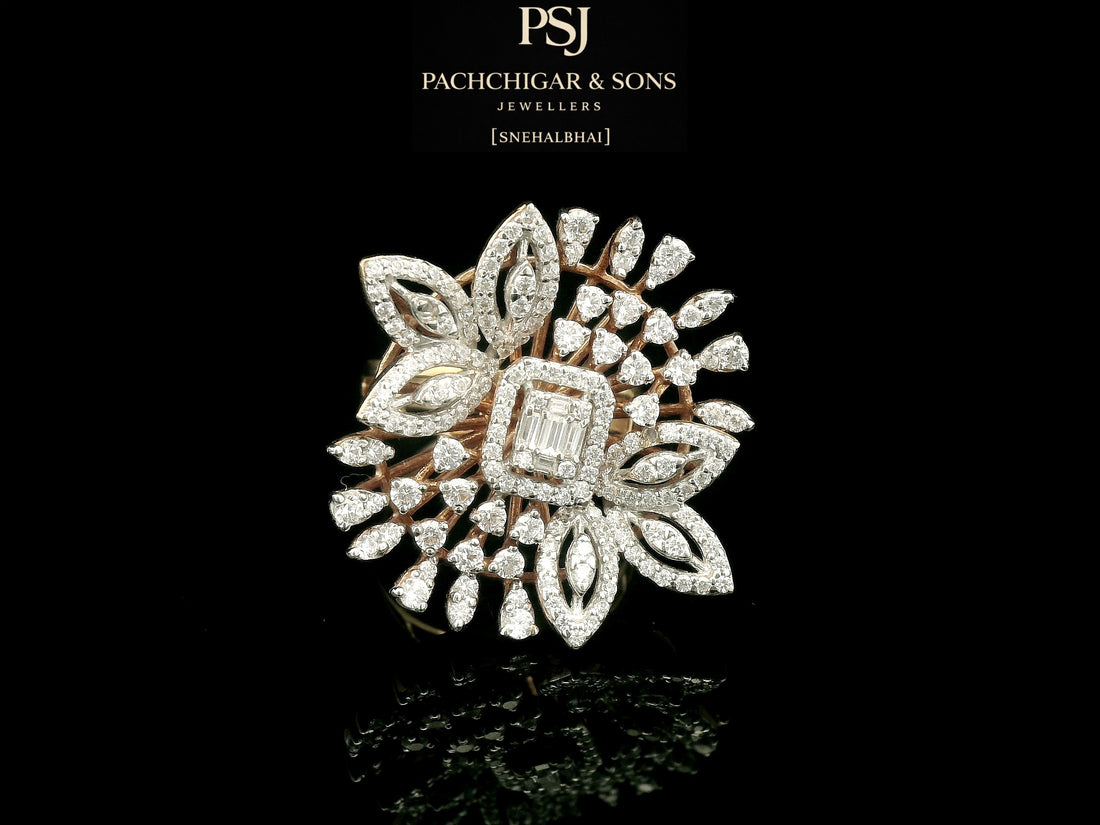 Floral Diamond Statement Ring