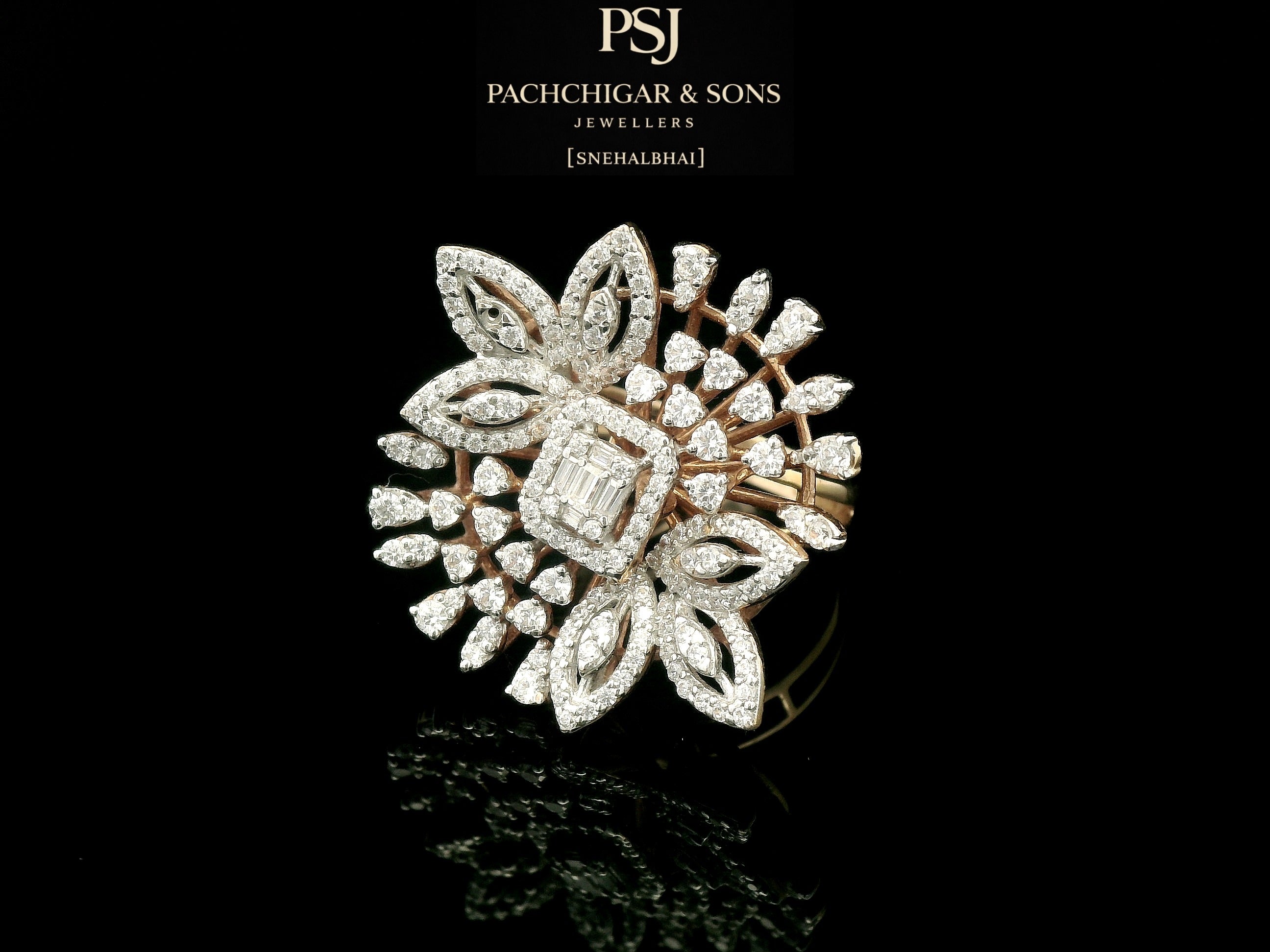 Floral Diamond Statement Ring