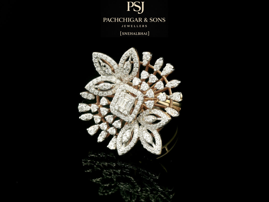 Floral Diamond Statement Ring