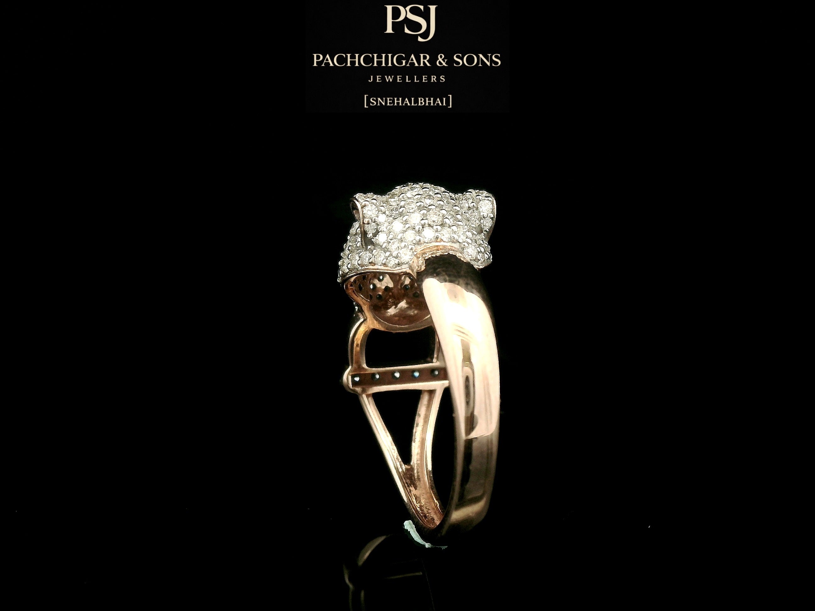 Panther Diamond Statement Ring with Emerald Eyes in Gold