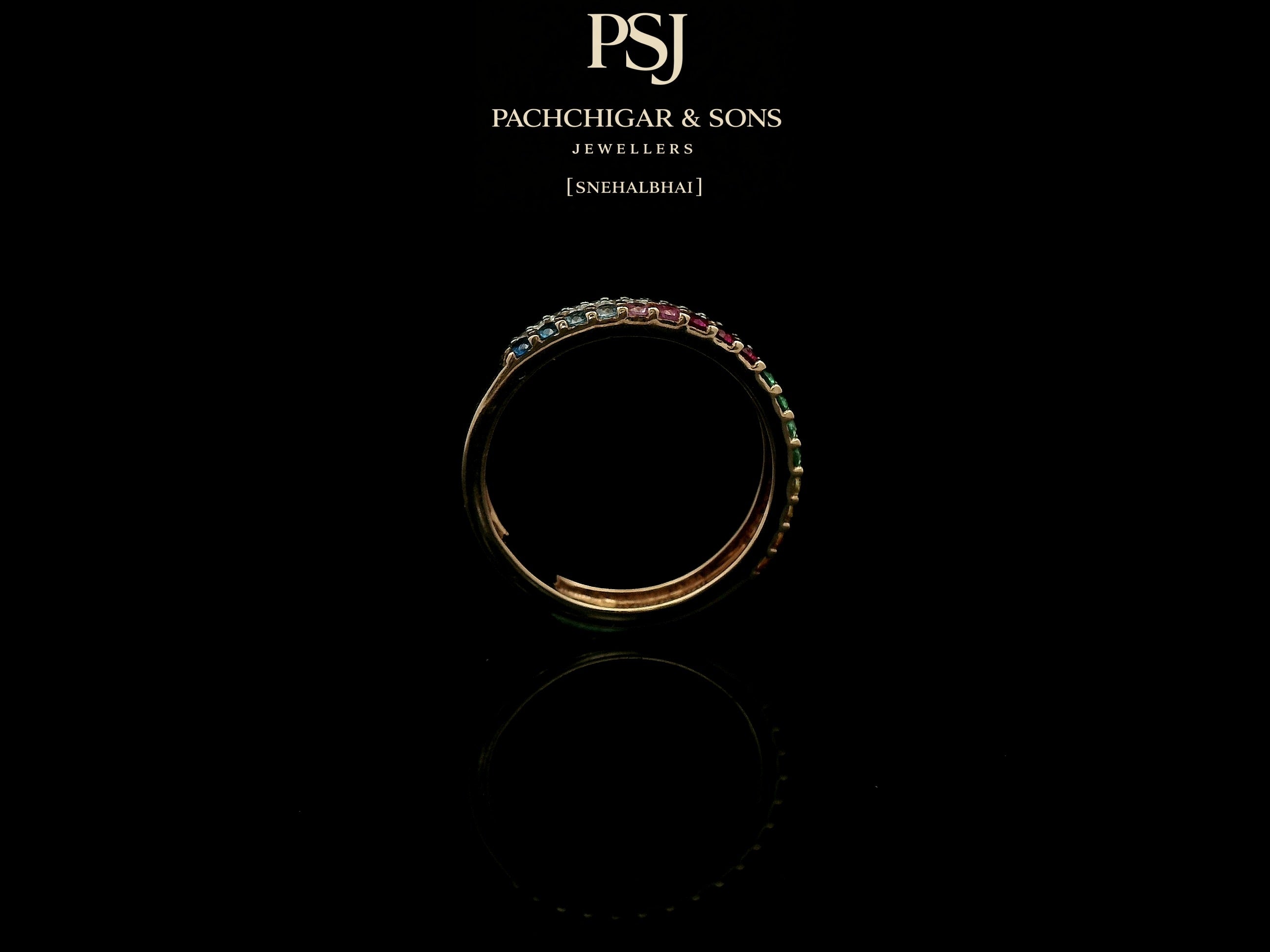 Rainbow Gemstone Eternity Ring with Diamond Accent Band