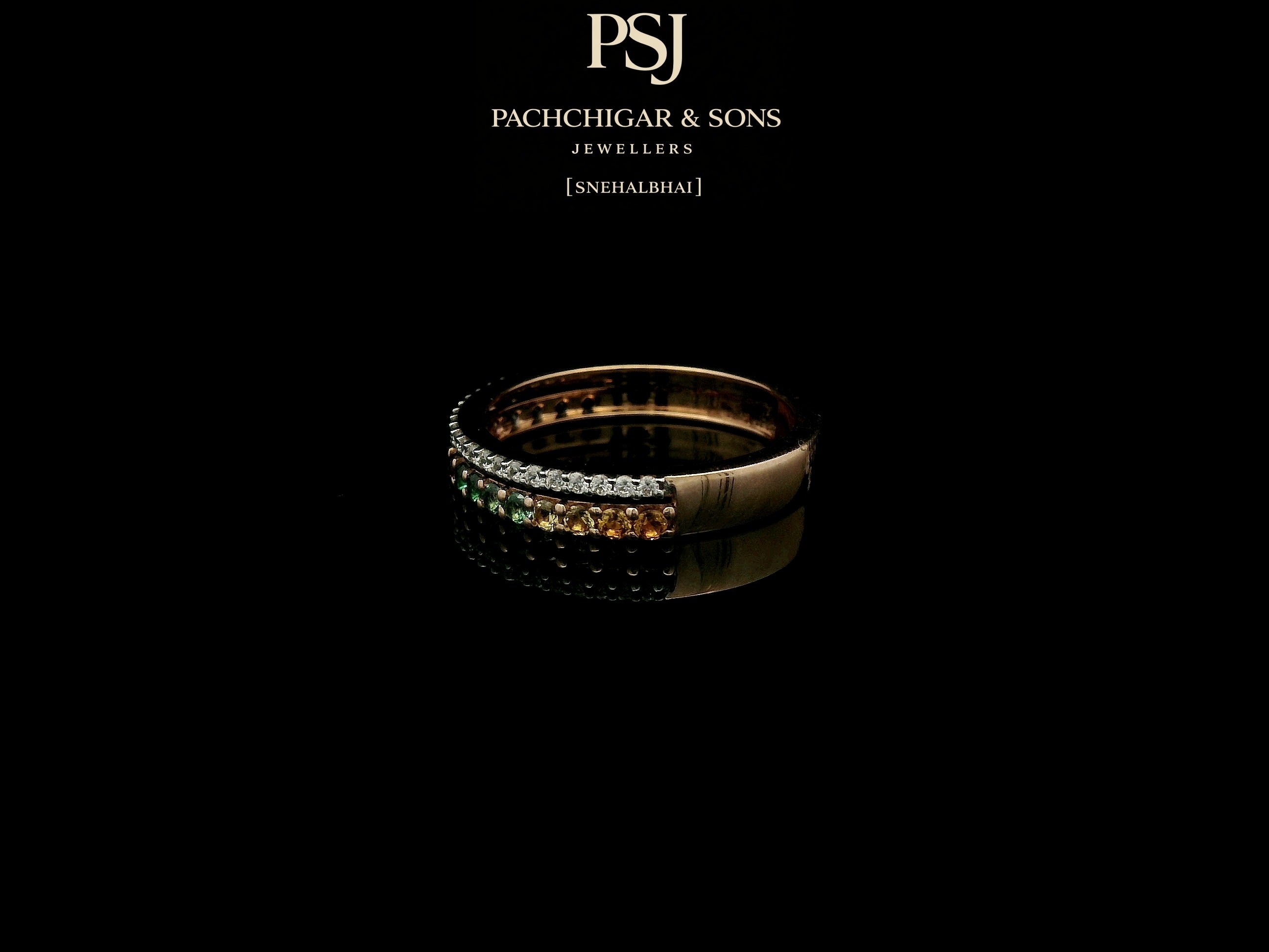 Rainbow Gemstone Eternity Ring with Diamond Accent Band