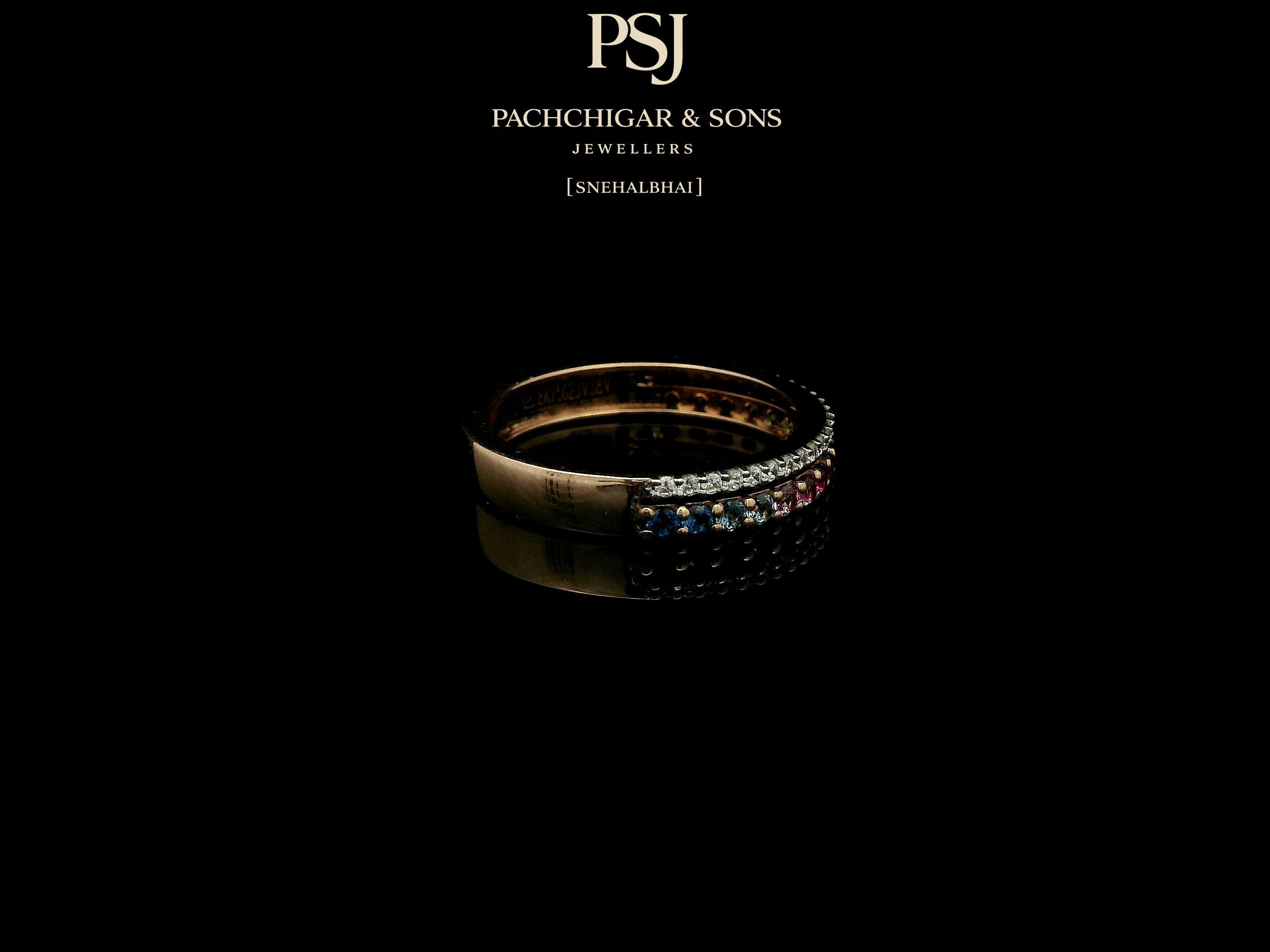 Rainbow Gemstone Eternity Ring with Diamond Accent Band