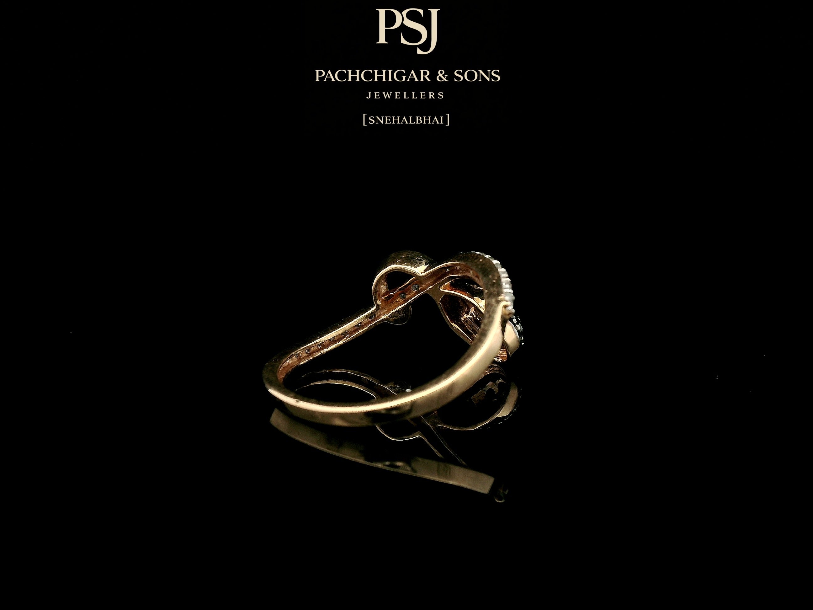 Delicate Black Diamond Teardrop Ring with Curved Band