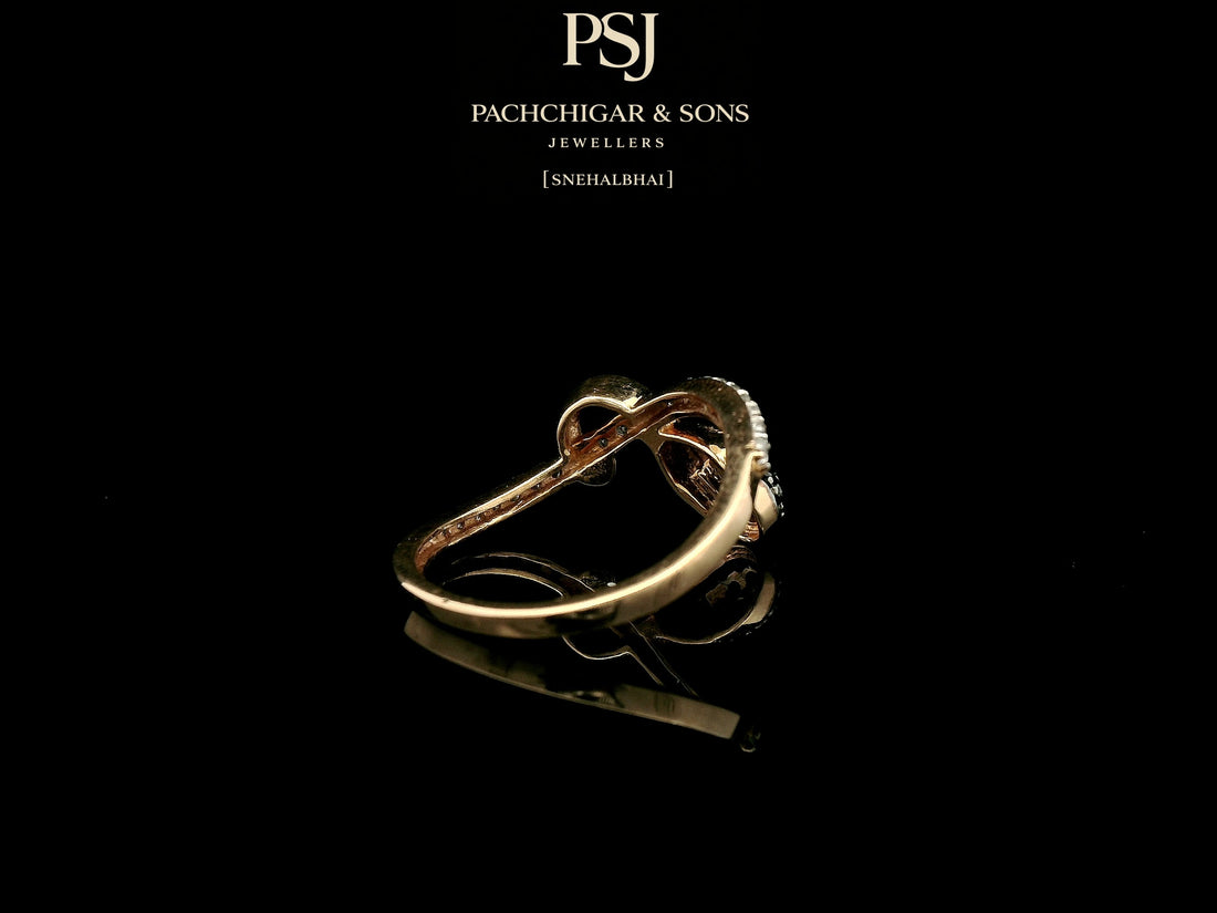 Delicate Black Diamond Teardrop Ring with Curved Band