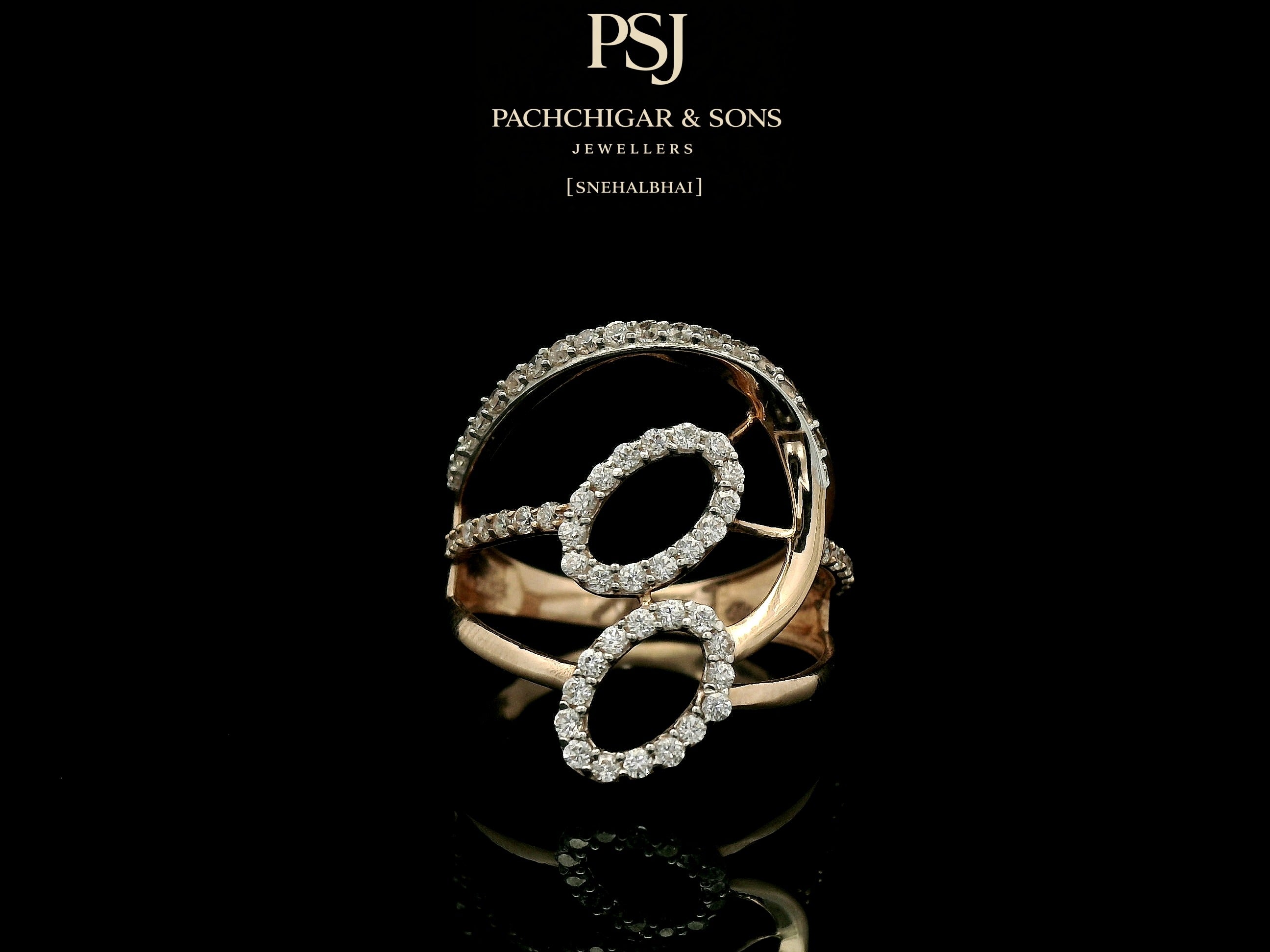 Modern Double Oval Diamond Ring with Open Wrap Design