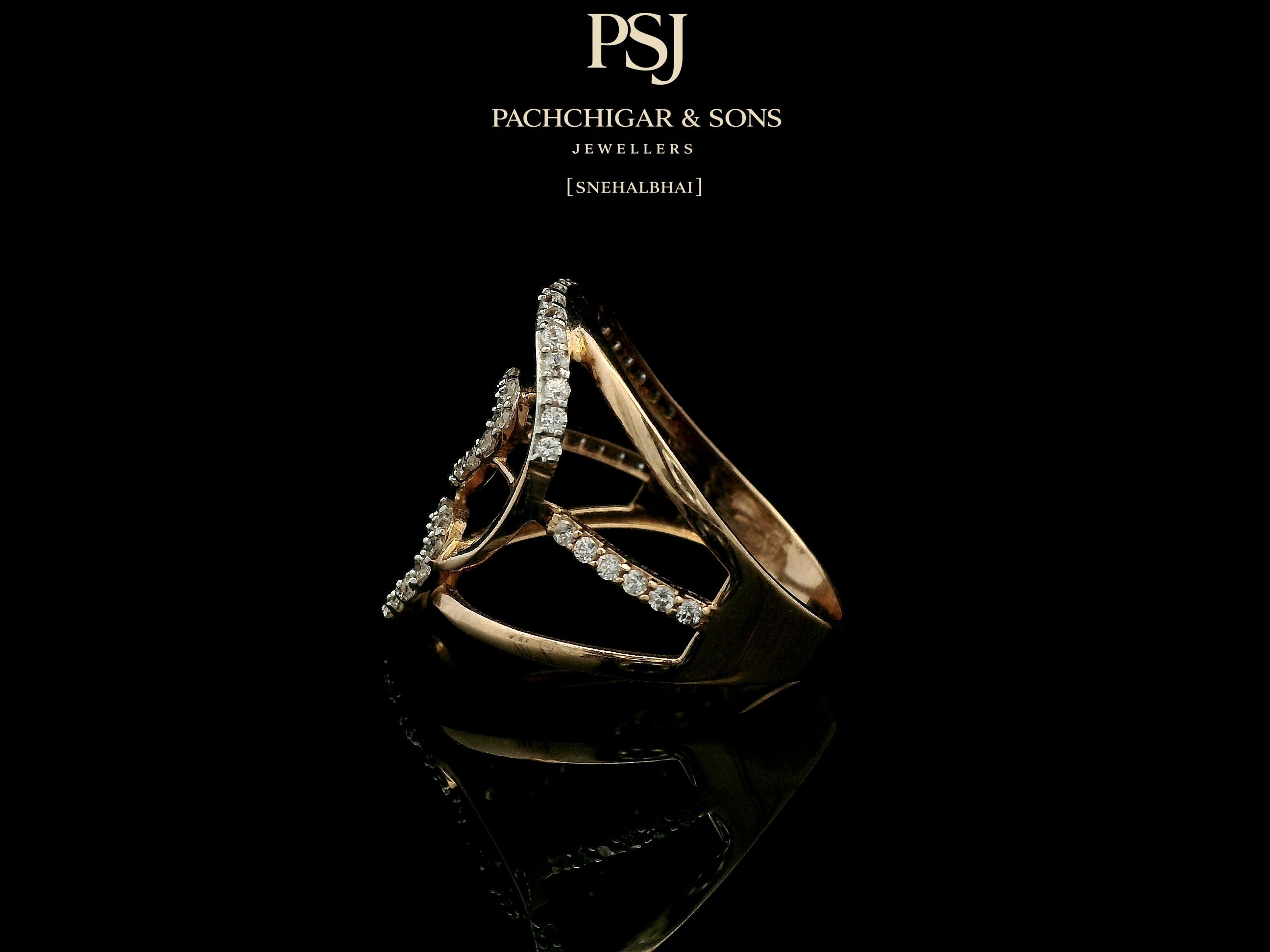 Modern Double Oval Diamond Ring with Open Wrap Design