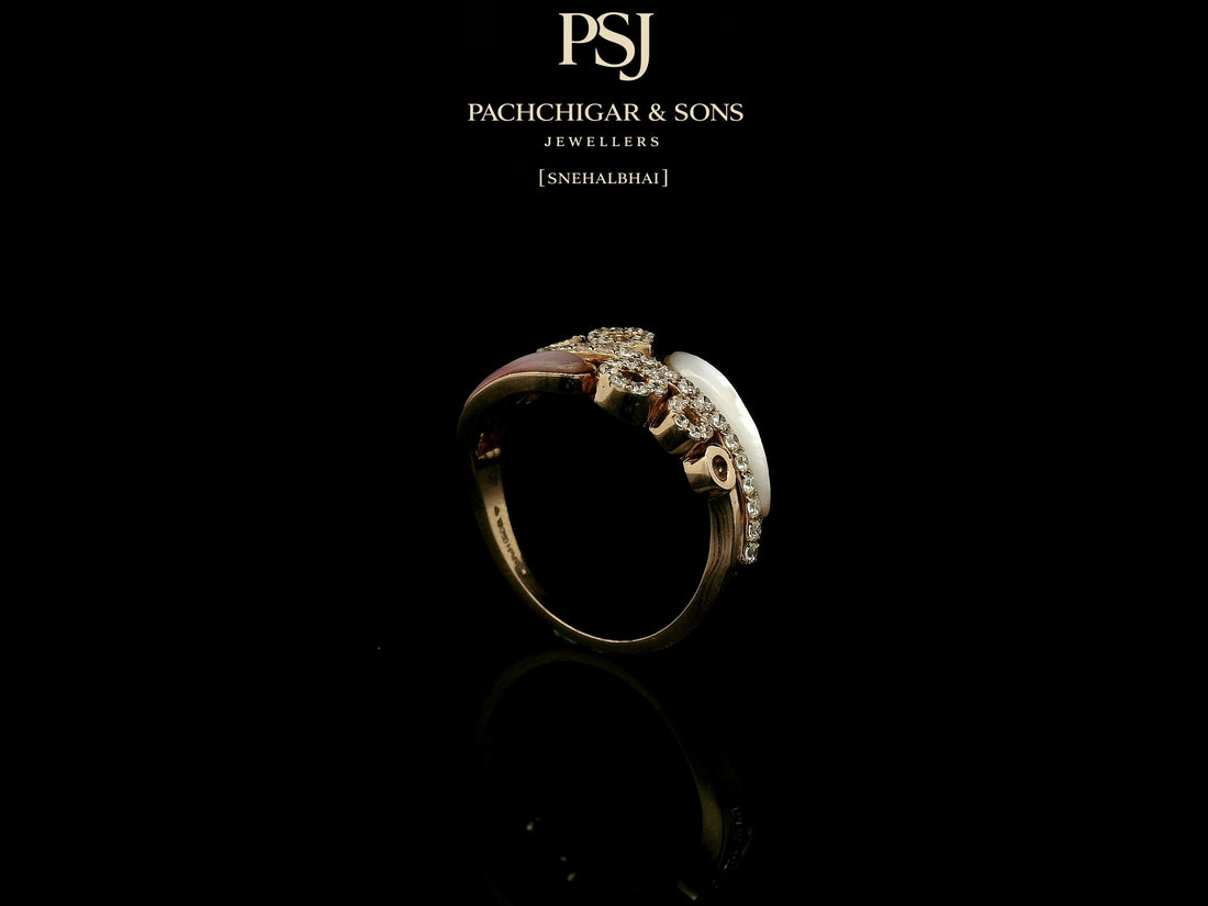 Modern Pearl and Diamond Wrap Ring with Circular Motifs