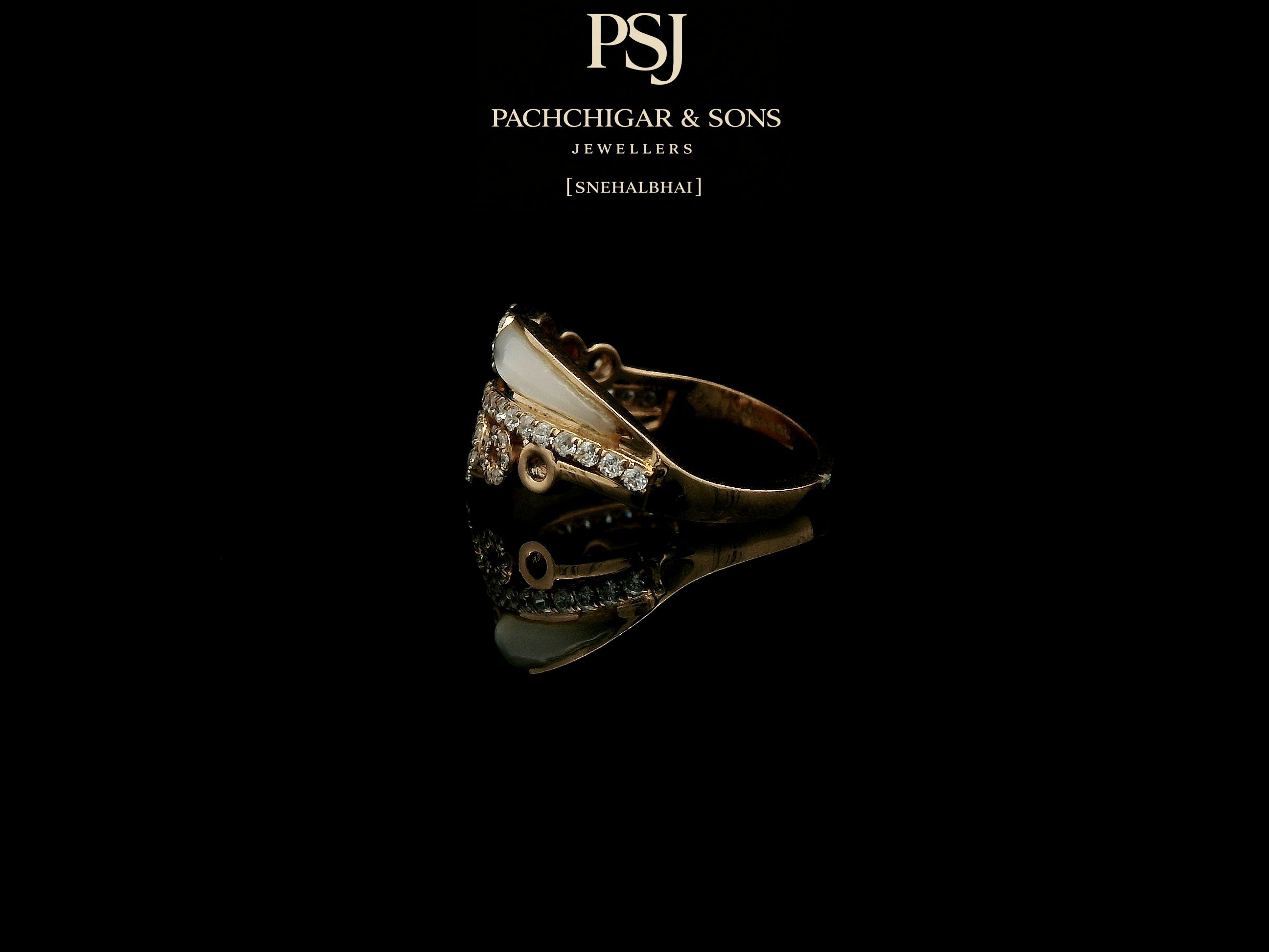 Modern Pearl and Diamond Wrap Ring with Circular Motifs