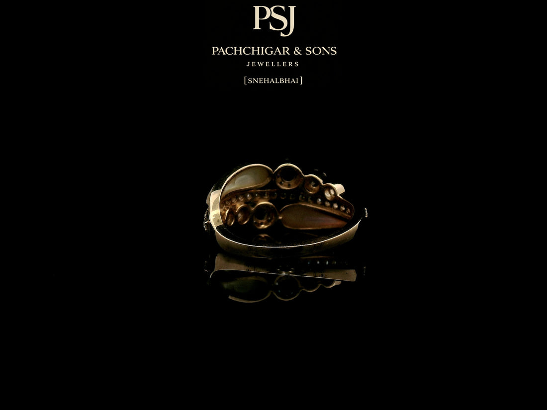 Modern Pearl and Diamond Wrap Ring with Circular Motifs