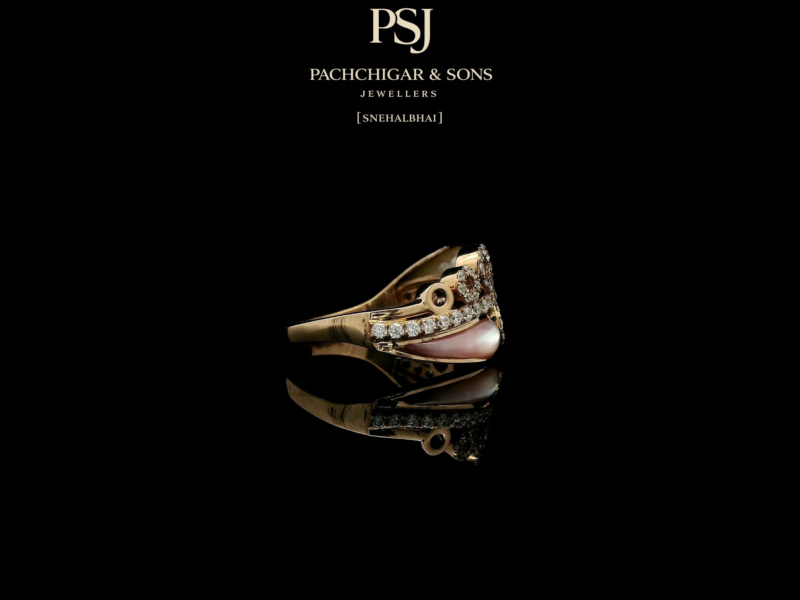 Modern Pearl and Diamond Wrap Ring with Circular Motifs