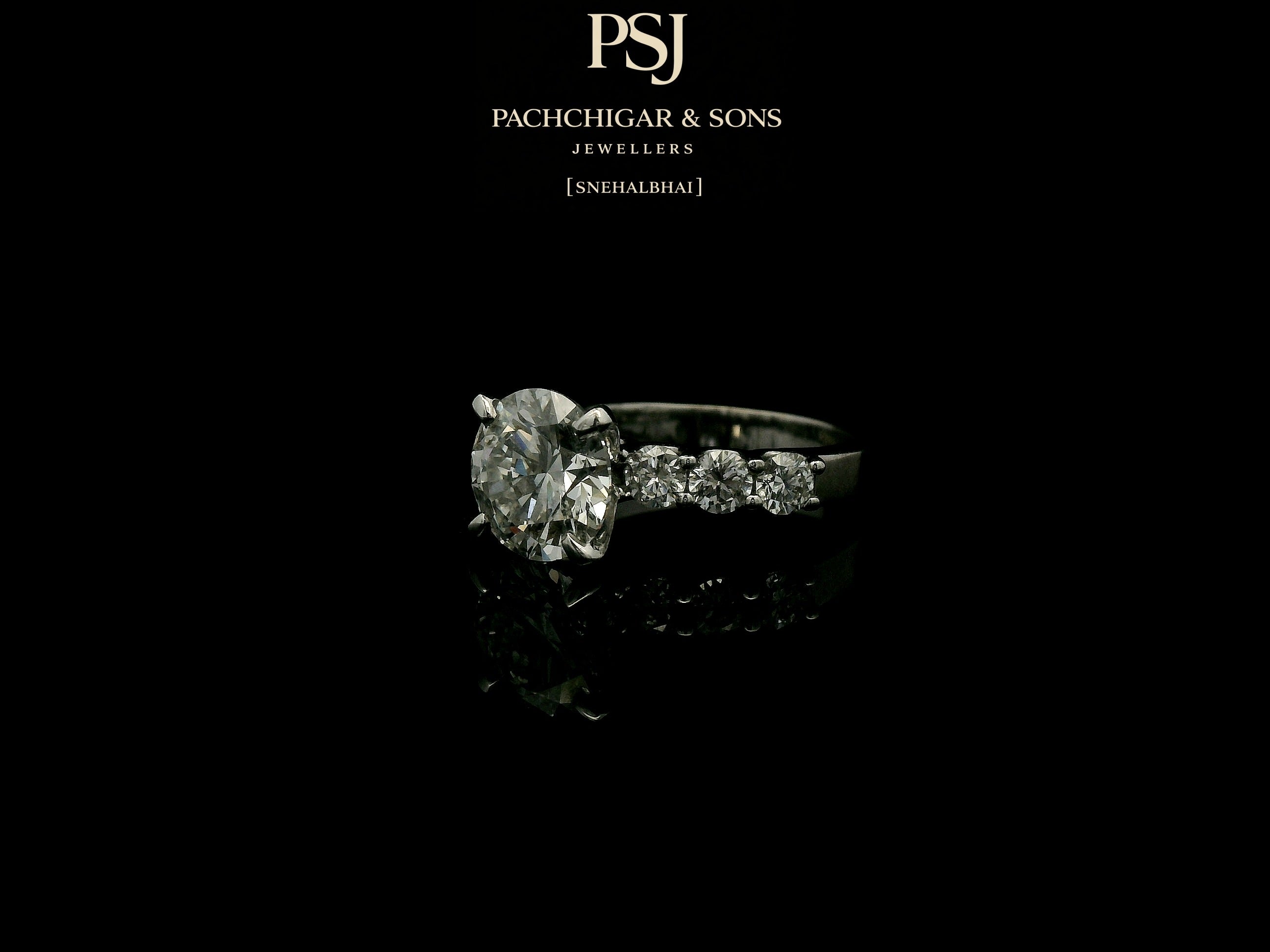 Classic Oval Solitaire Diamond Ring with Side Stone Accents