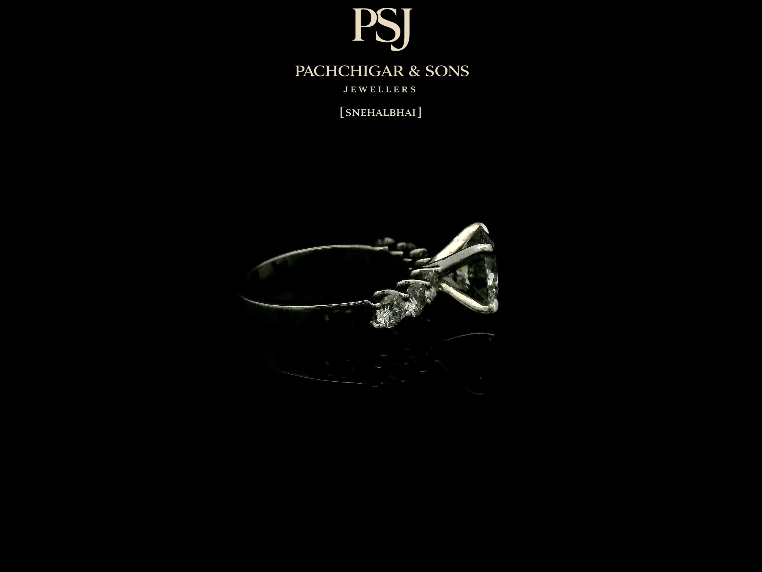 Classic Oval Solitaire Diamond Ring with Side Stone Accents