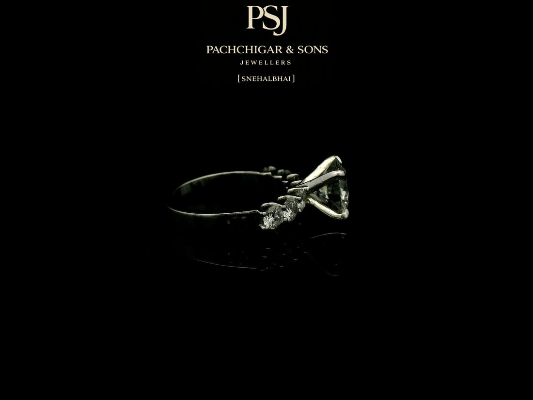 Classic Oval Solitaire Diamond Ring with Side Stone Accents