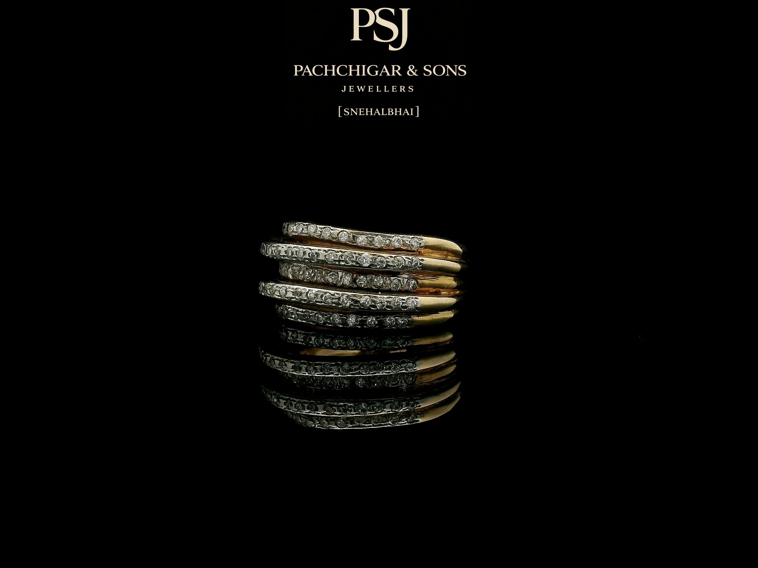 Multi Layer Diamond Band Ring in Rose Gold Finish