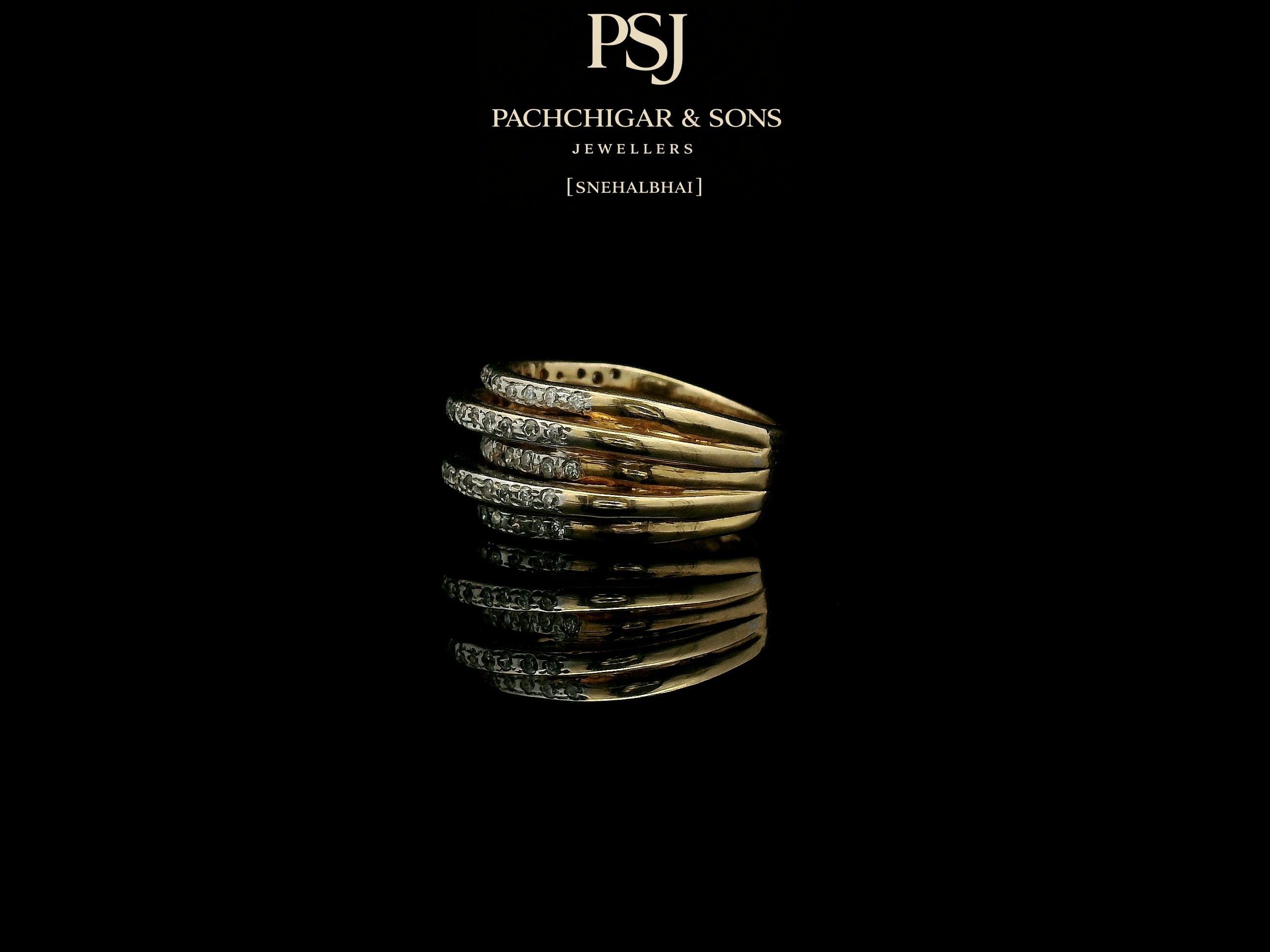 Multi Layer Diamond Band Ring in Rose Gold Finish