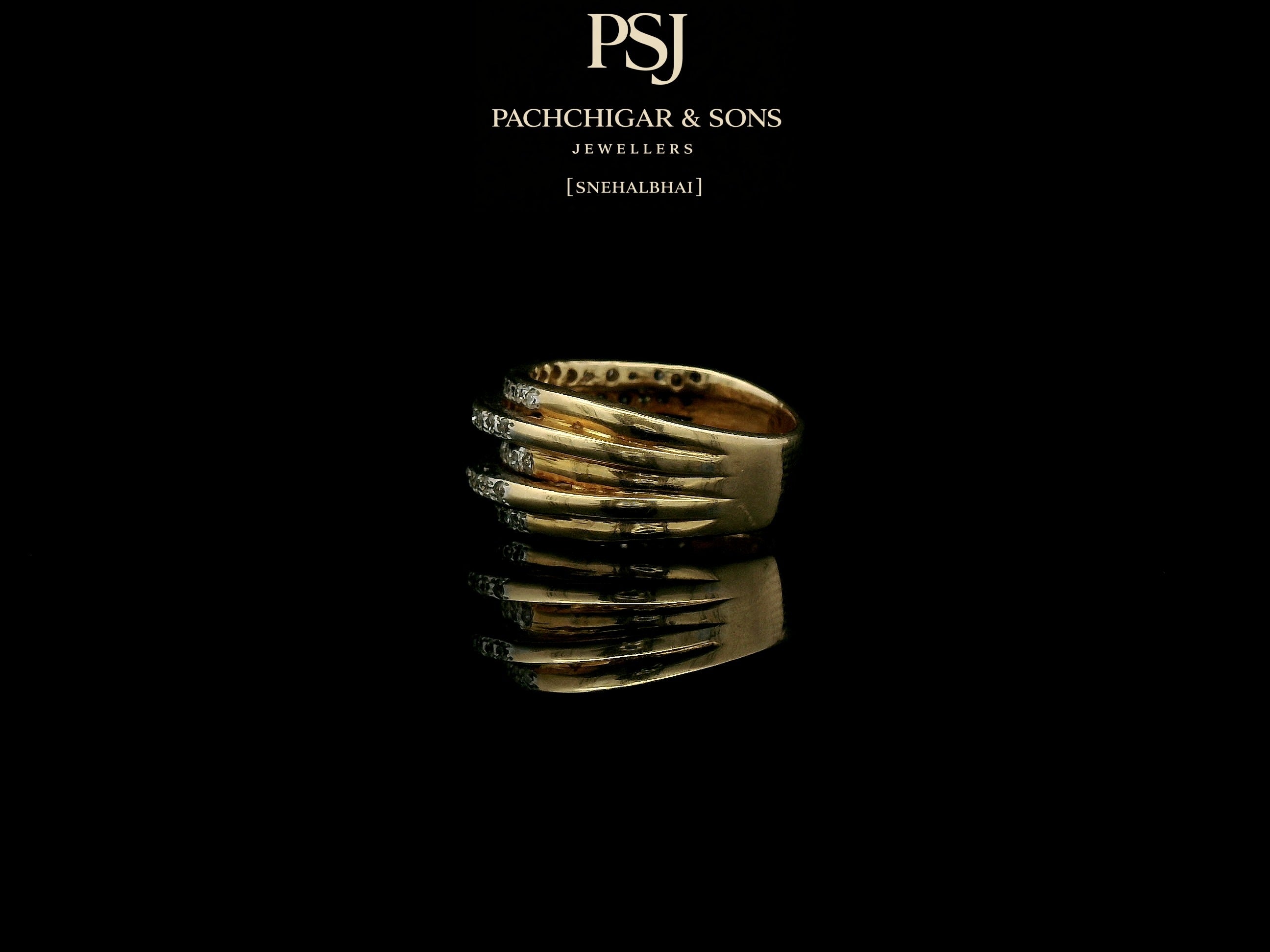 Multi Layer Diamond Band Ring in Rose Gold Finish