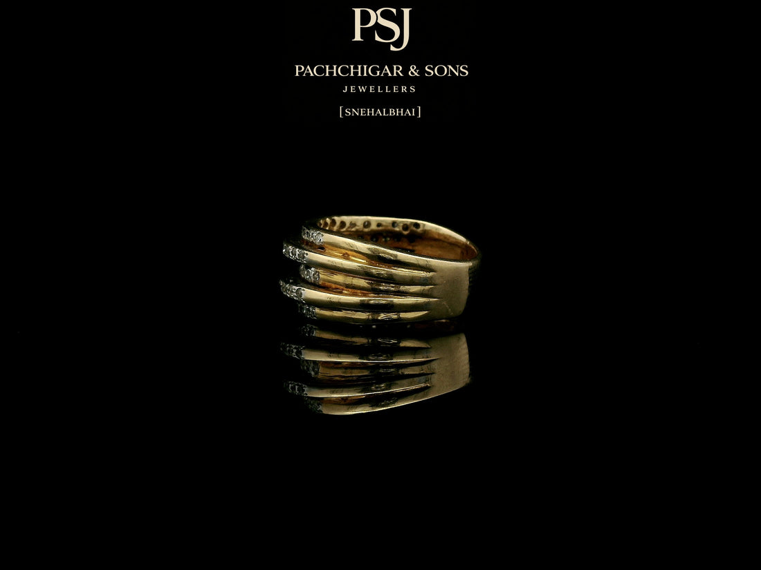 Multi Layer Diamond Band Ring in Rose Gold Finish