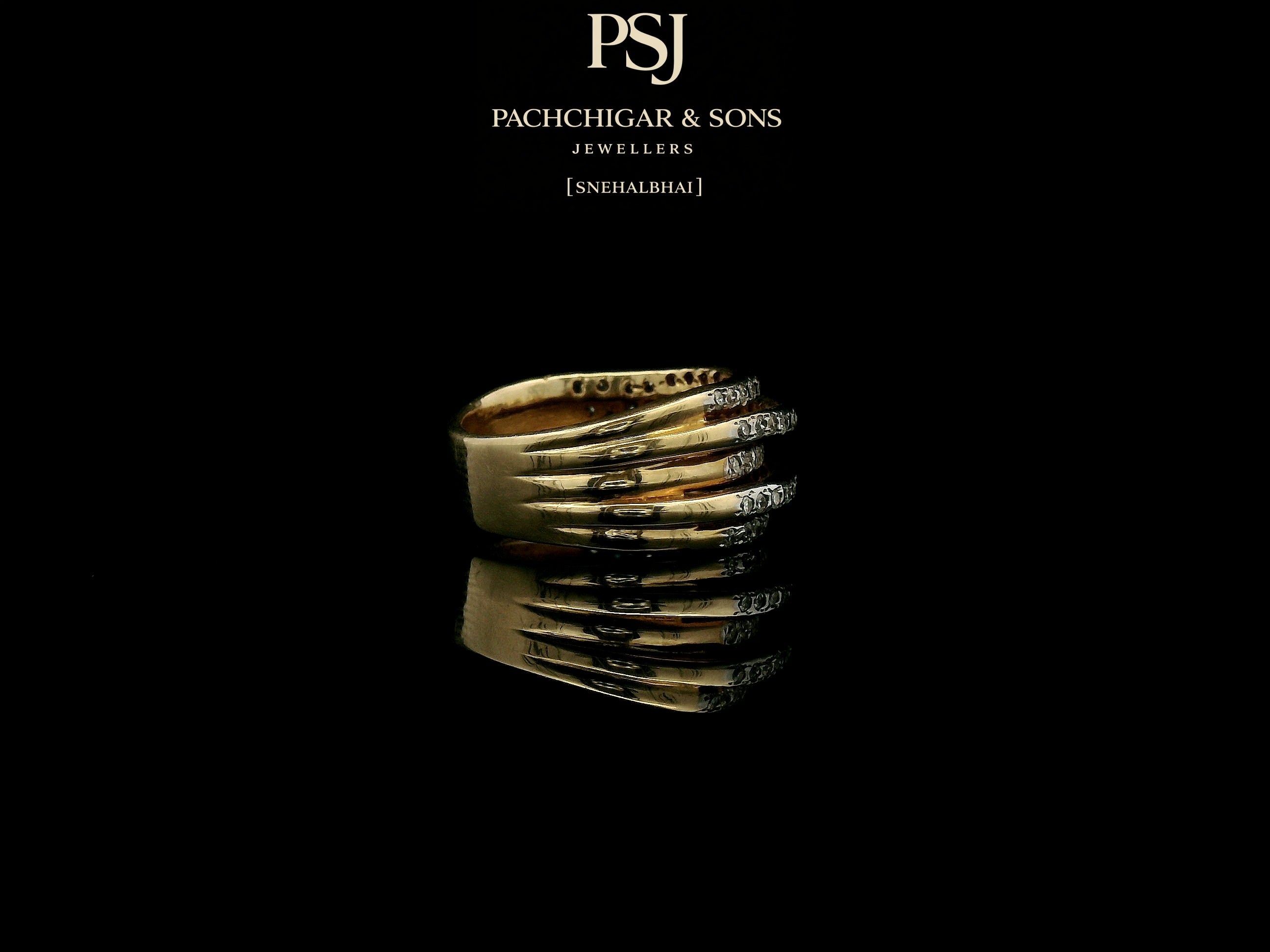 Multi Layer Diamond Band Ring in Rose Gold Finish