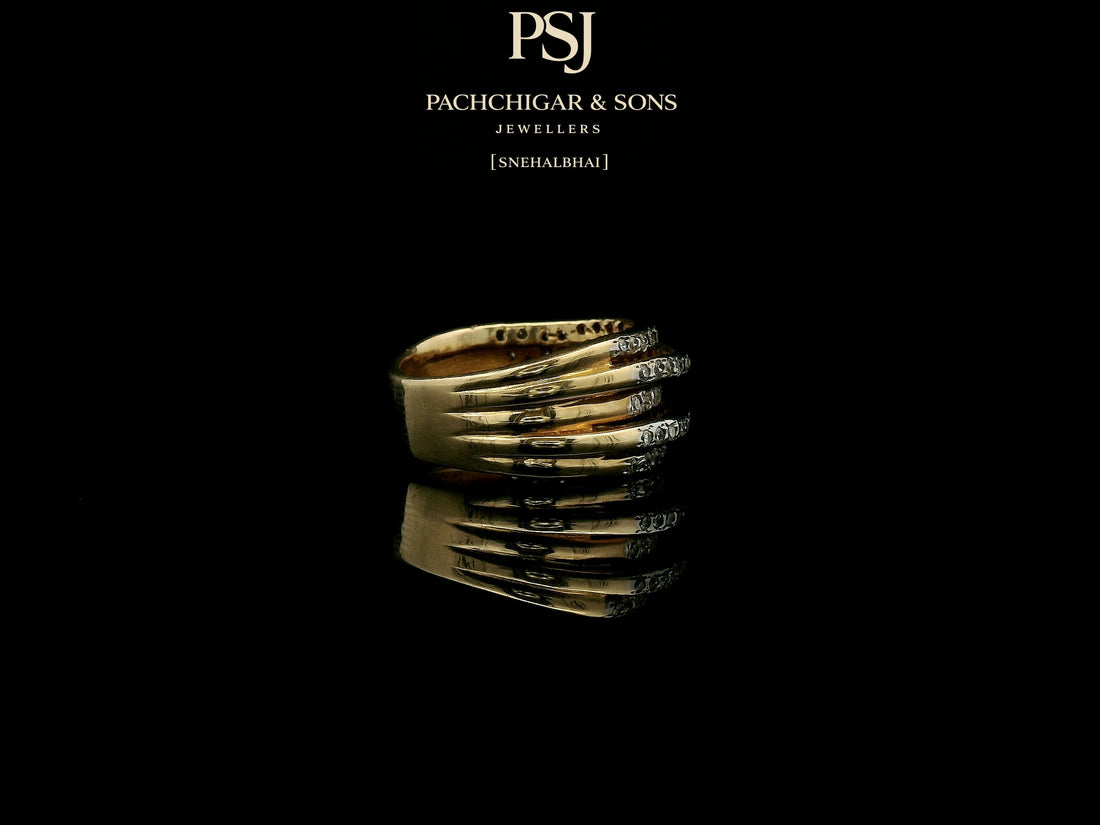 Multi Layer Diamond Band Ring in Rose Gold Finish