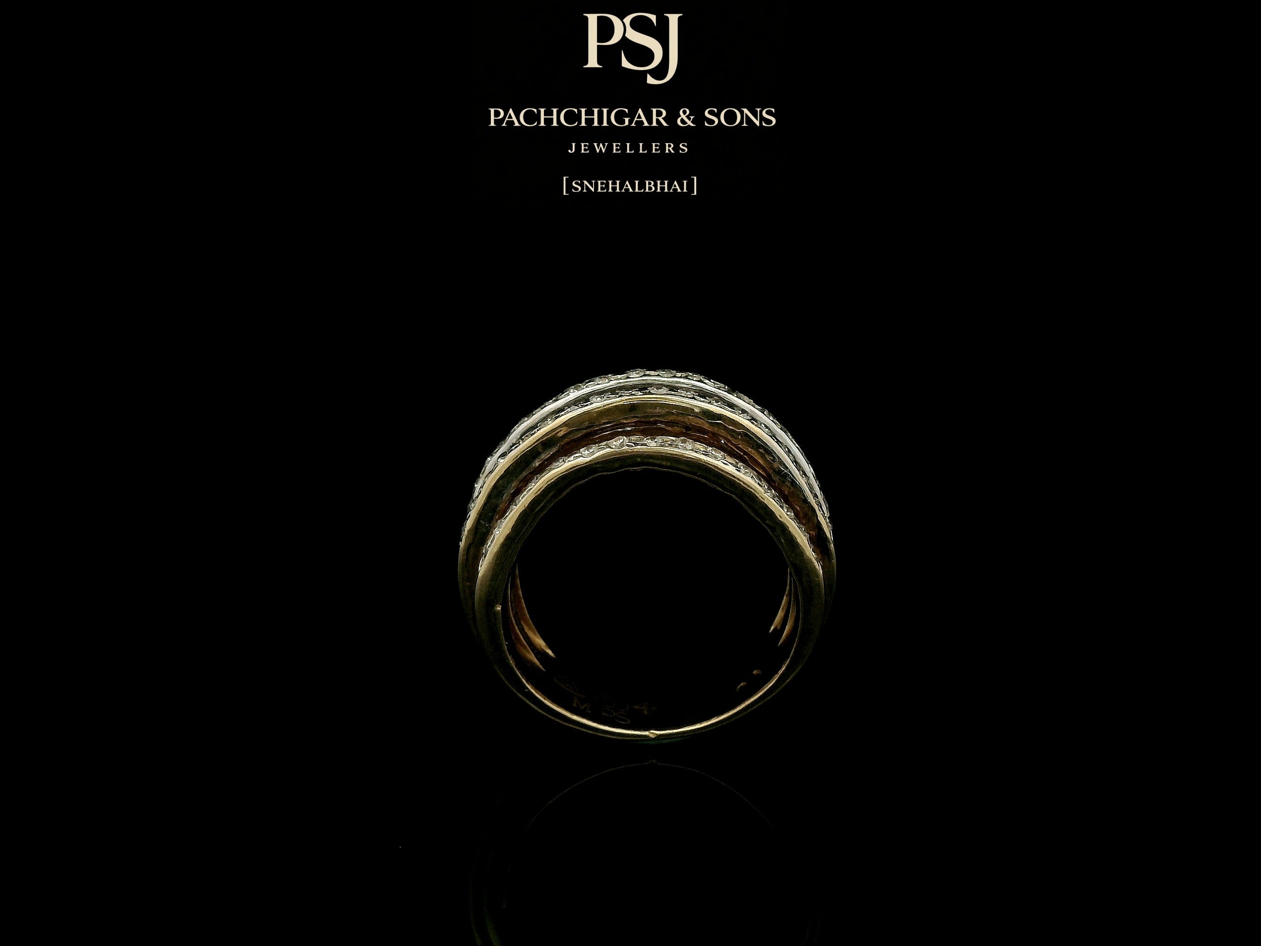 Multi Layer Diamond Band Ring in Rose Gold Finish