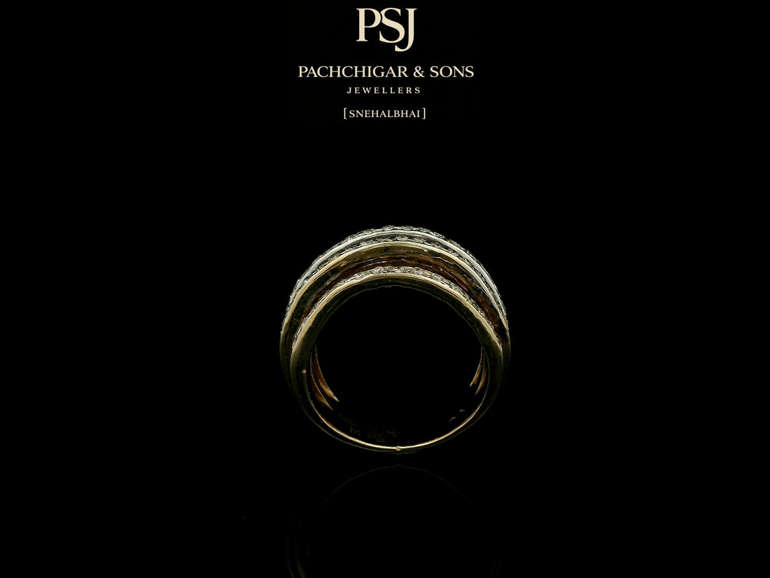 Multi Layer Diamond Band Ring in Rose Gold Finish