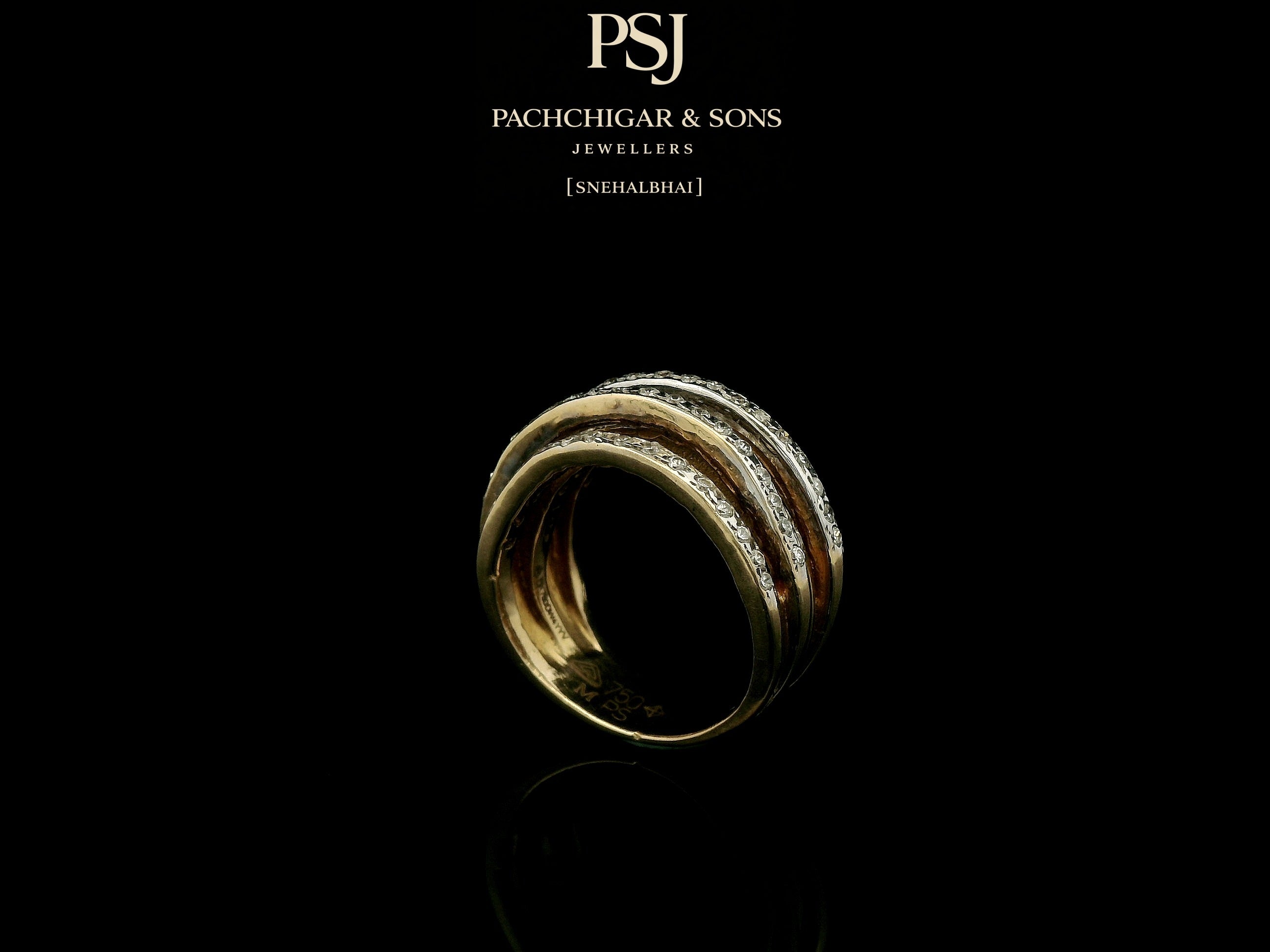 Multi Layer Diamond Band Ring in Rose Gold Finish