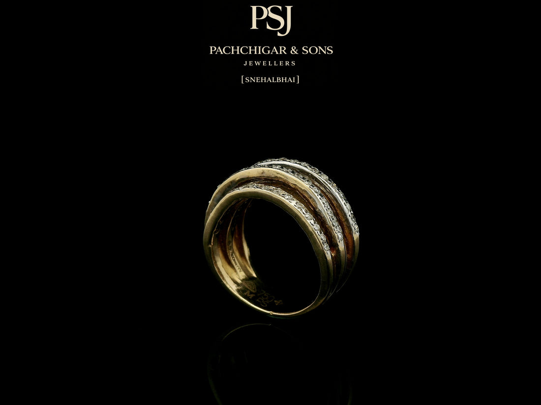 Multi Layer Diamond Band Ring in Rose Gold Finish