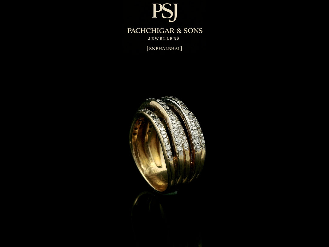 Multi Layer Diamond Band Ring in Rose Gold Finish