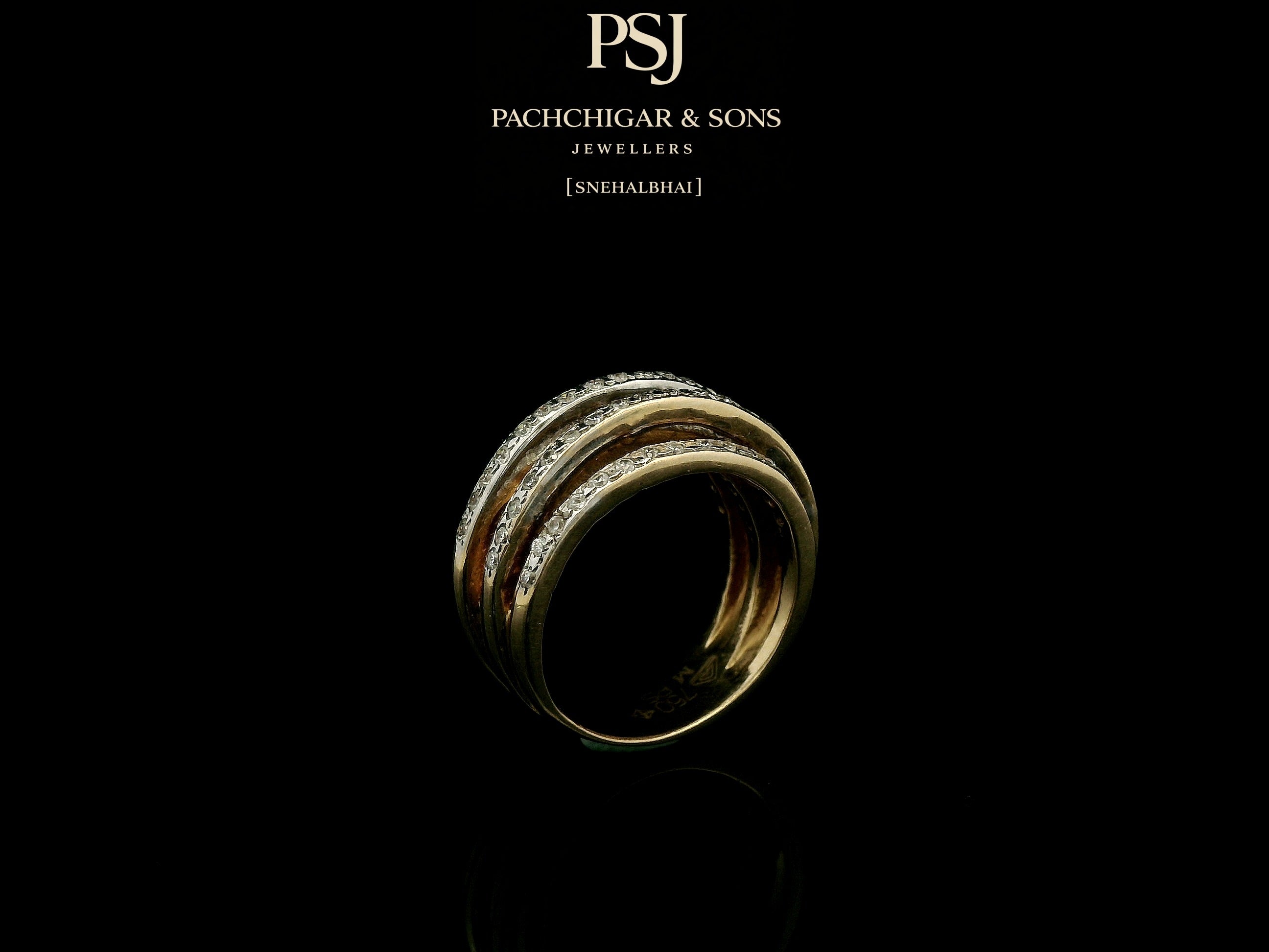 Multi Layer Diamond Band Ring in Rose Gold Finish