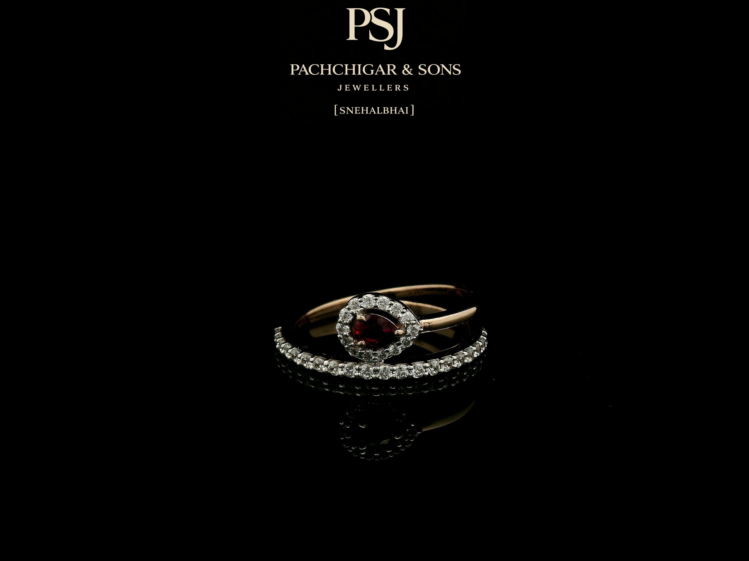 Pear Shaped Ruby and Diamond Open Ring