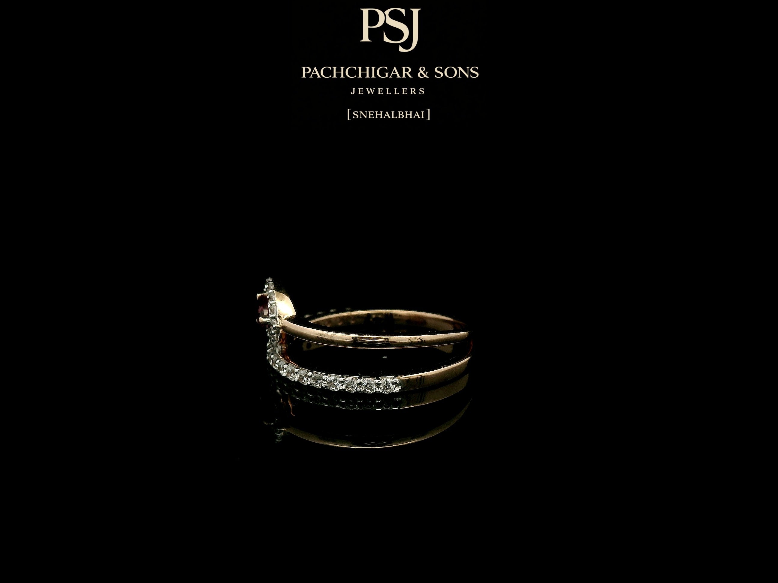 Pear Shaped Ruby and Diamond Open Ring