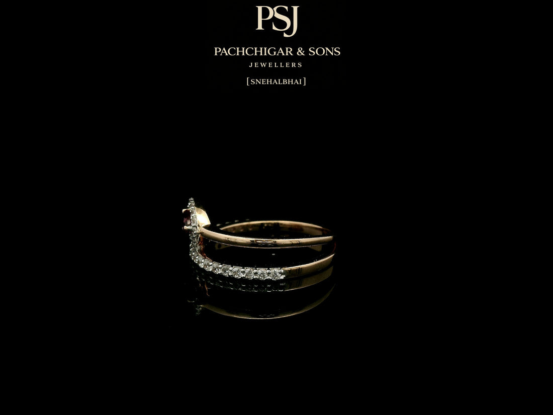 Pear Shaped Ruby and Diamond Open Ring