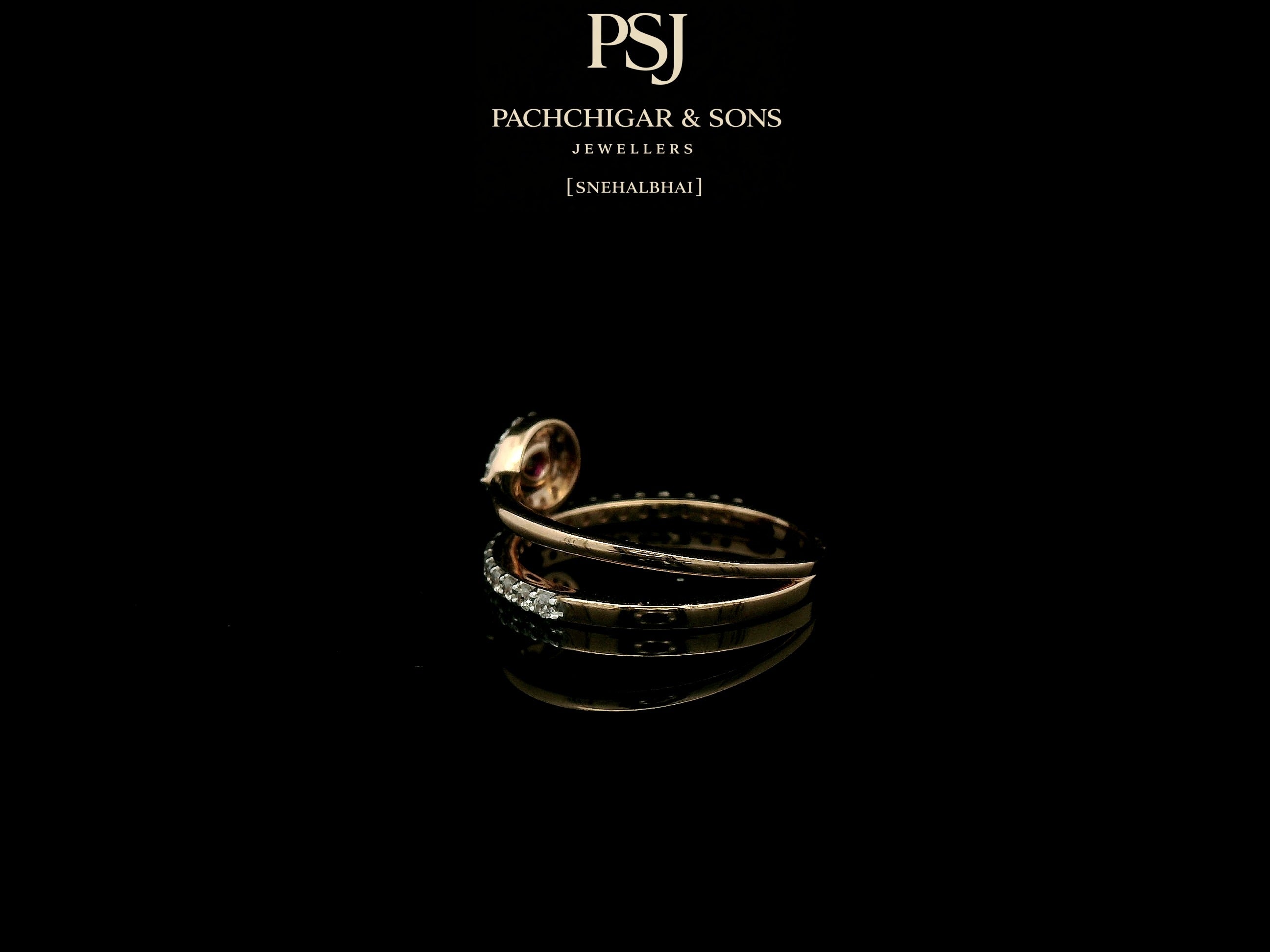 Pear Shaped Ruby and Diamond Open Ring